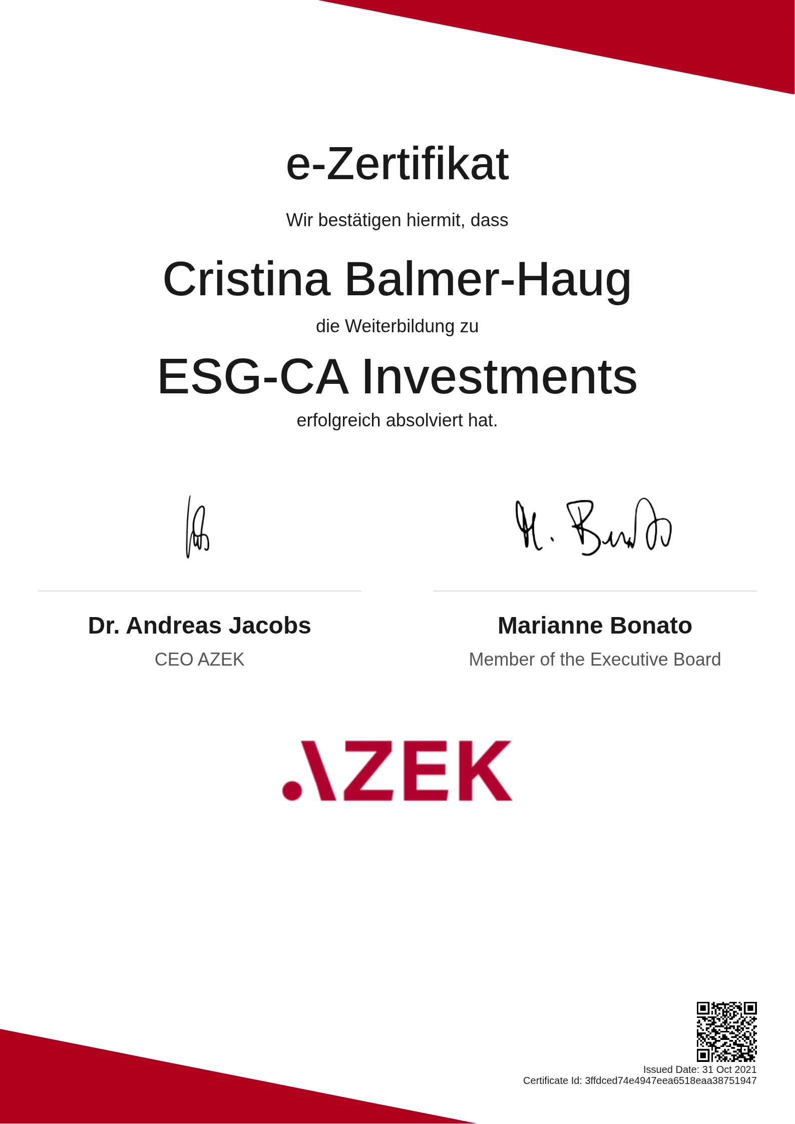 Cristina Balmer-Haug | ESG-CA Investments