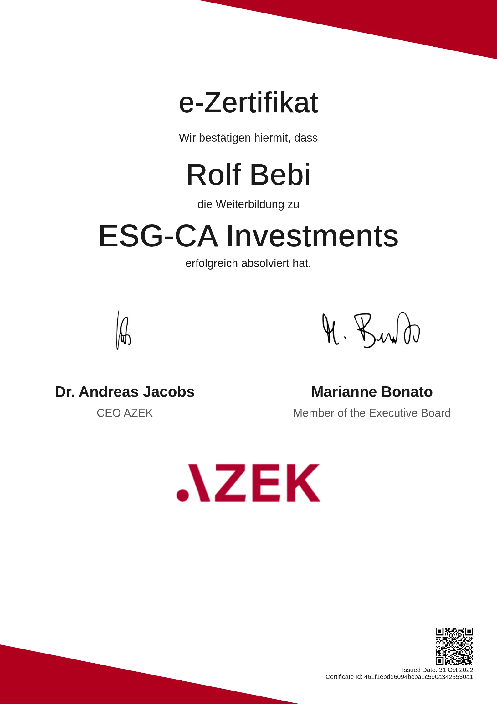 Rolf Bebi | ESG-CA Investments
