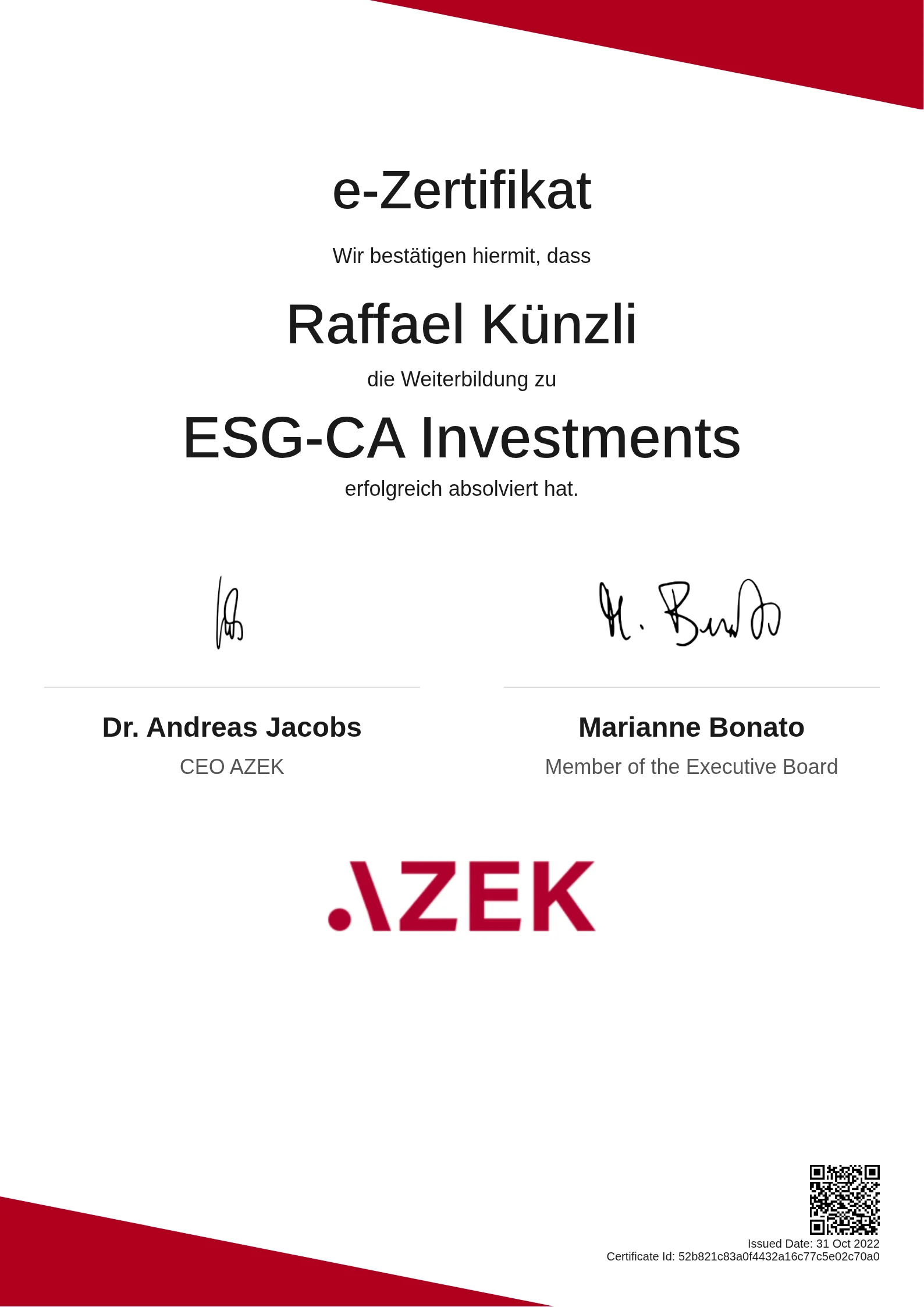 Raffael Künzli | ESG-CA Investments
