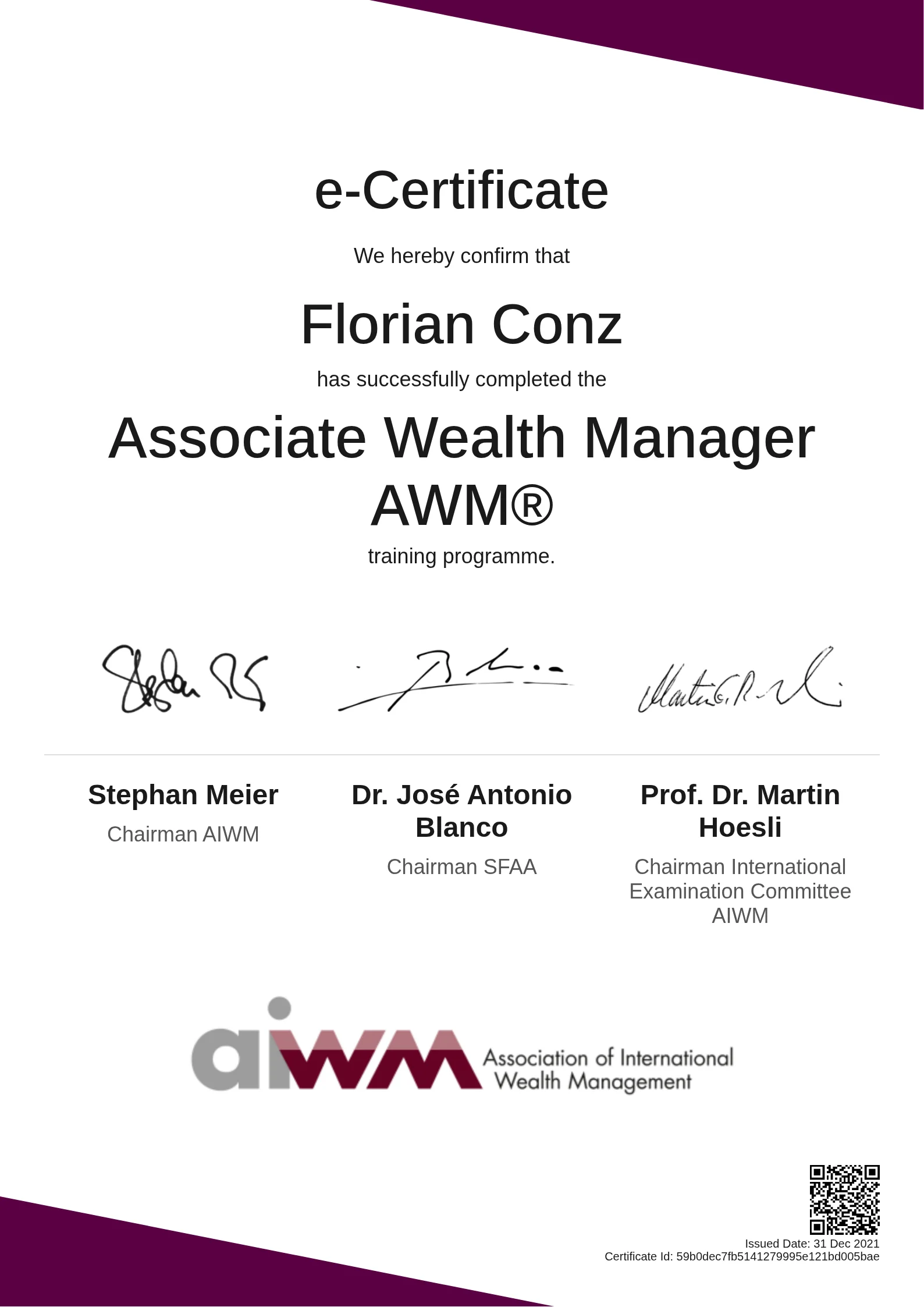 Florian Conz | Associate Wealth Manager AWM®
