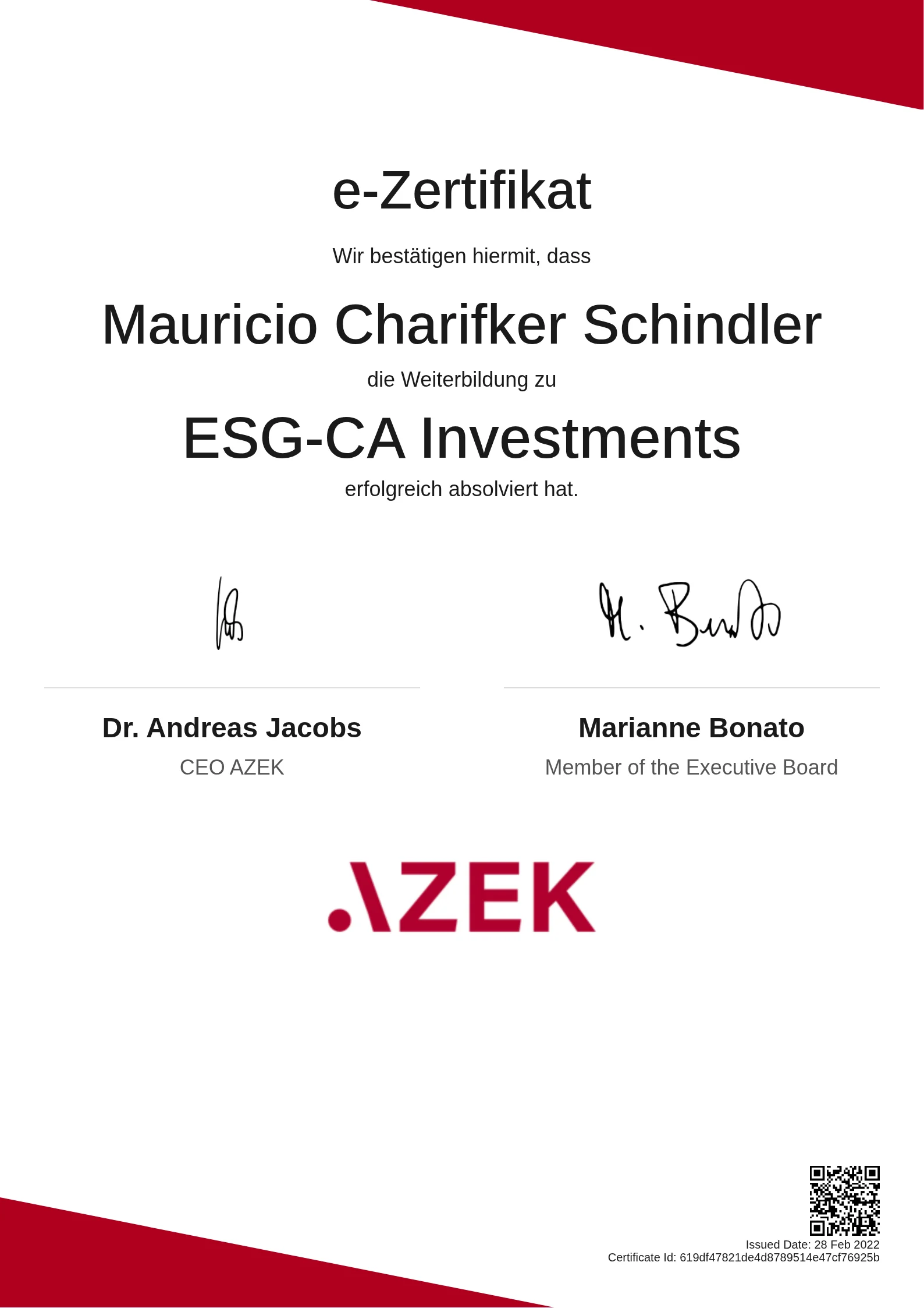 Mauricio Charifker Schindler | ESG-CA Investments