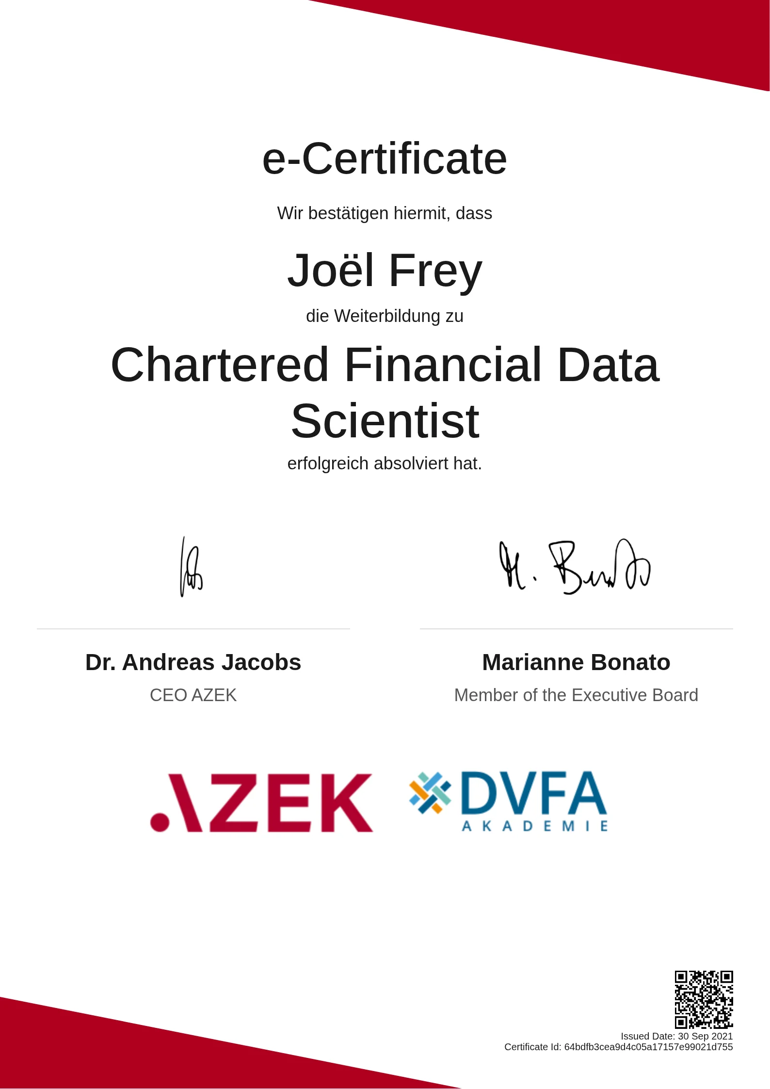 Joël Frey | Chartered Financial Data Scientist