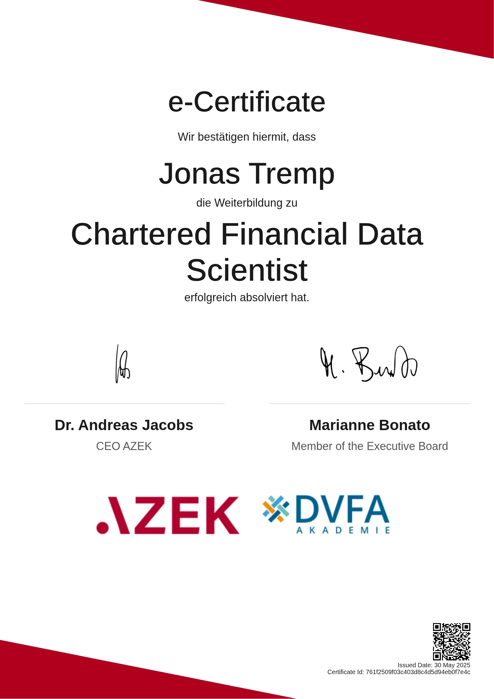 Jonas Tremp | Chartered Financial Data Scientist