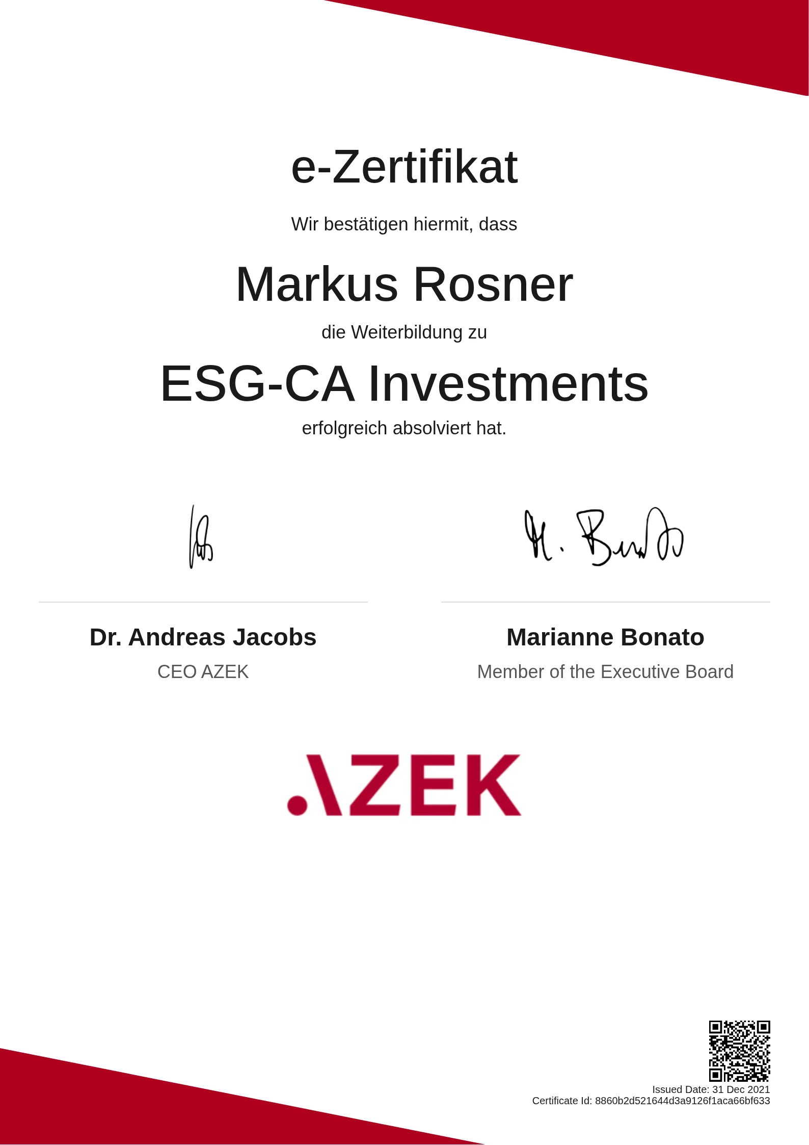 Markus Rosner | ESG-CA Investments
