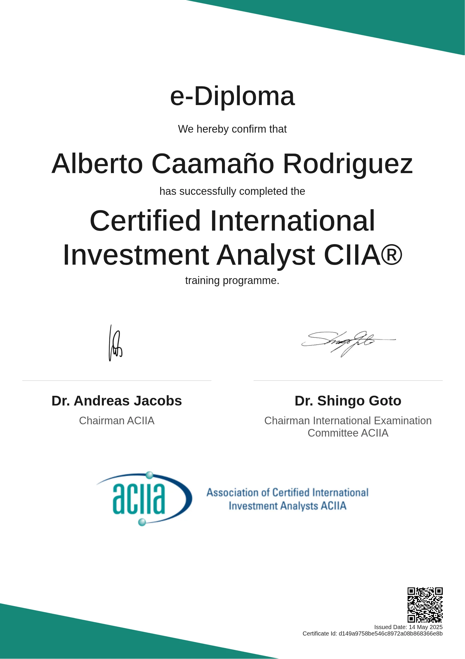 Alberto Caamaño Rodriguez | Certified International Investment Analyst CIIA®