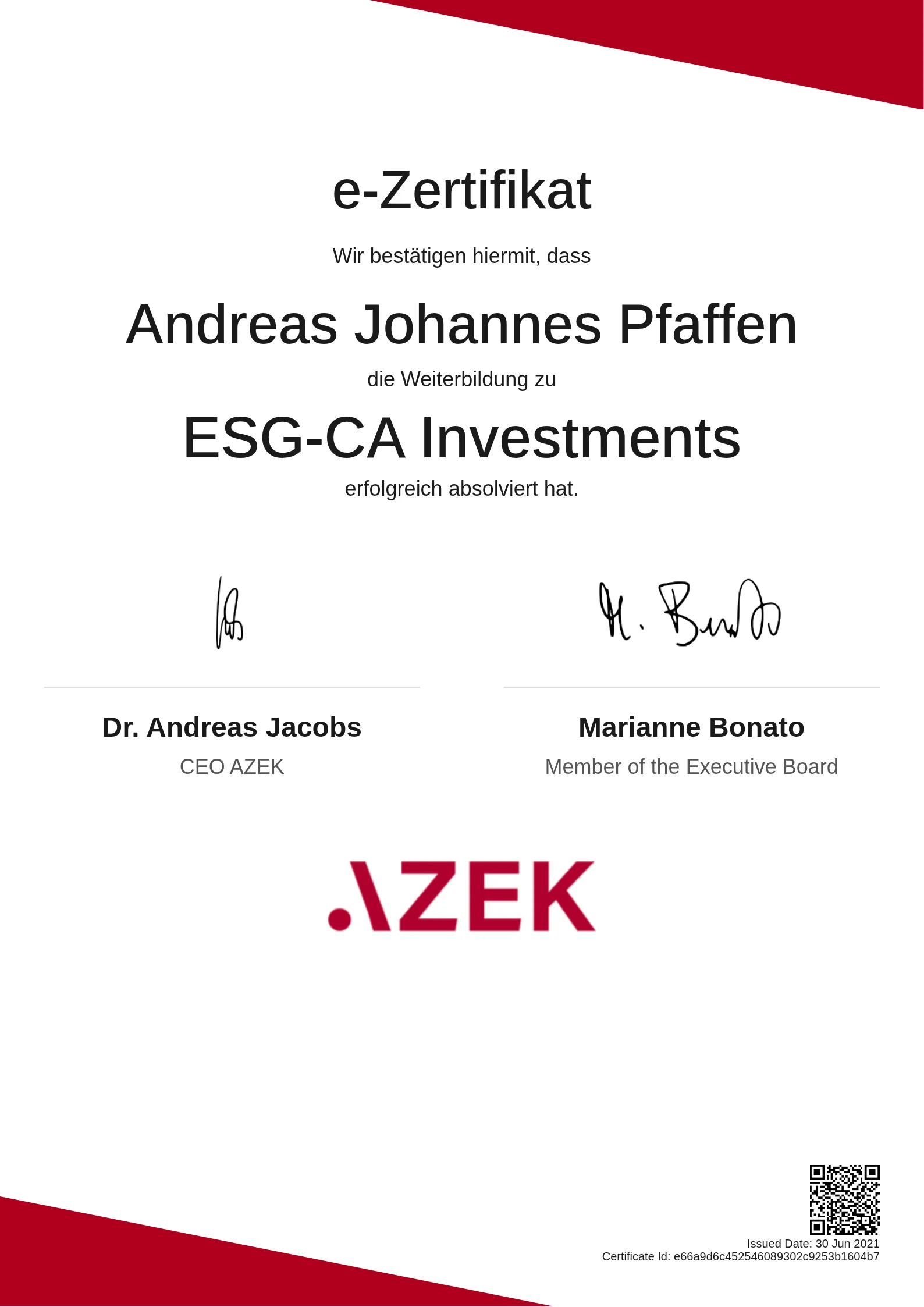 Andreas Johannes Pfaffen | ESG-CA Investments