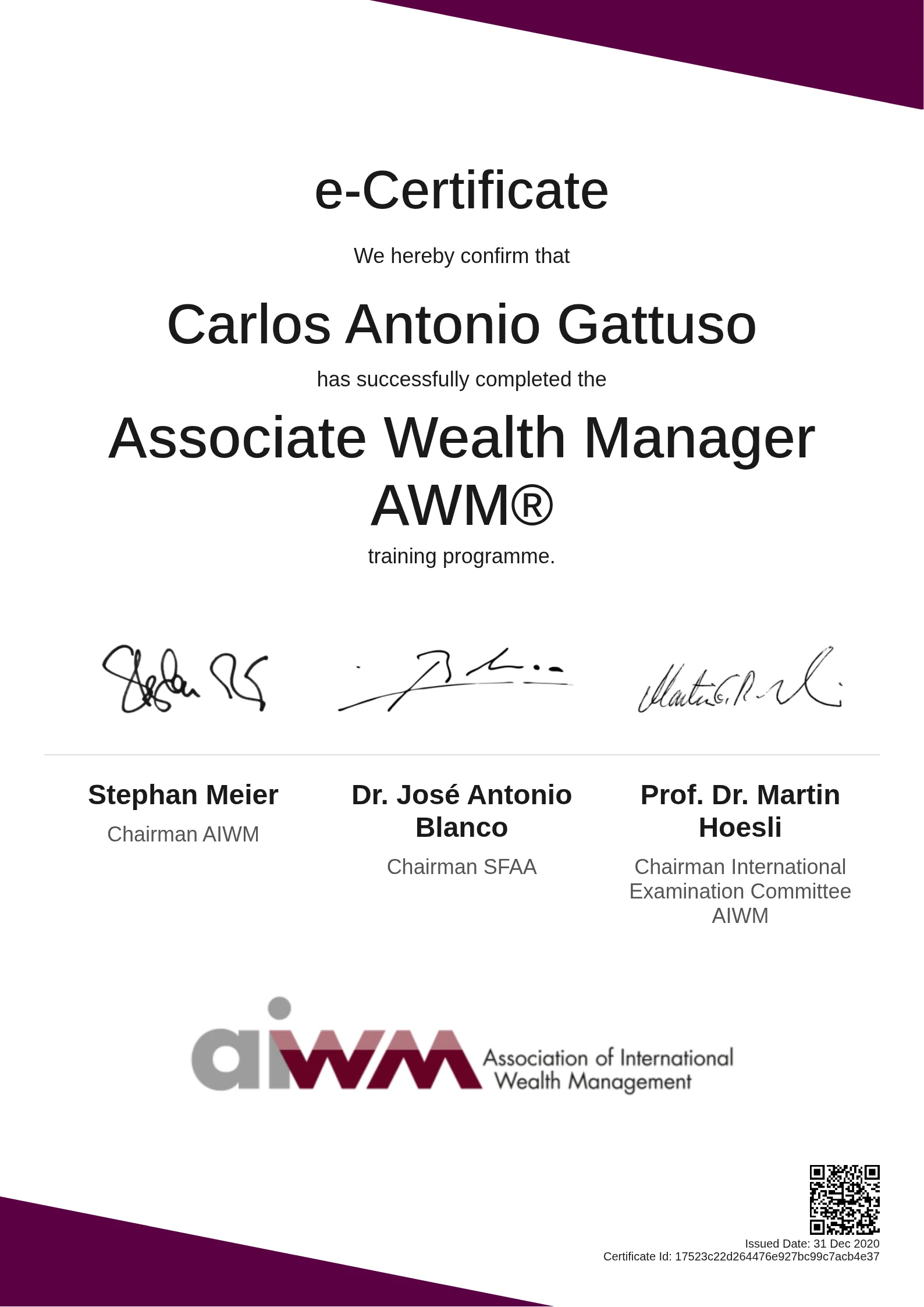  Carlos Antonio Gattuso | Associate Wealth Manager AWM®