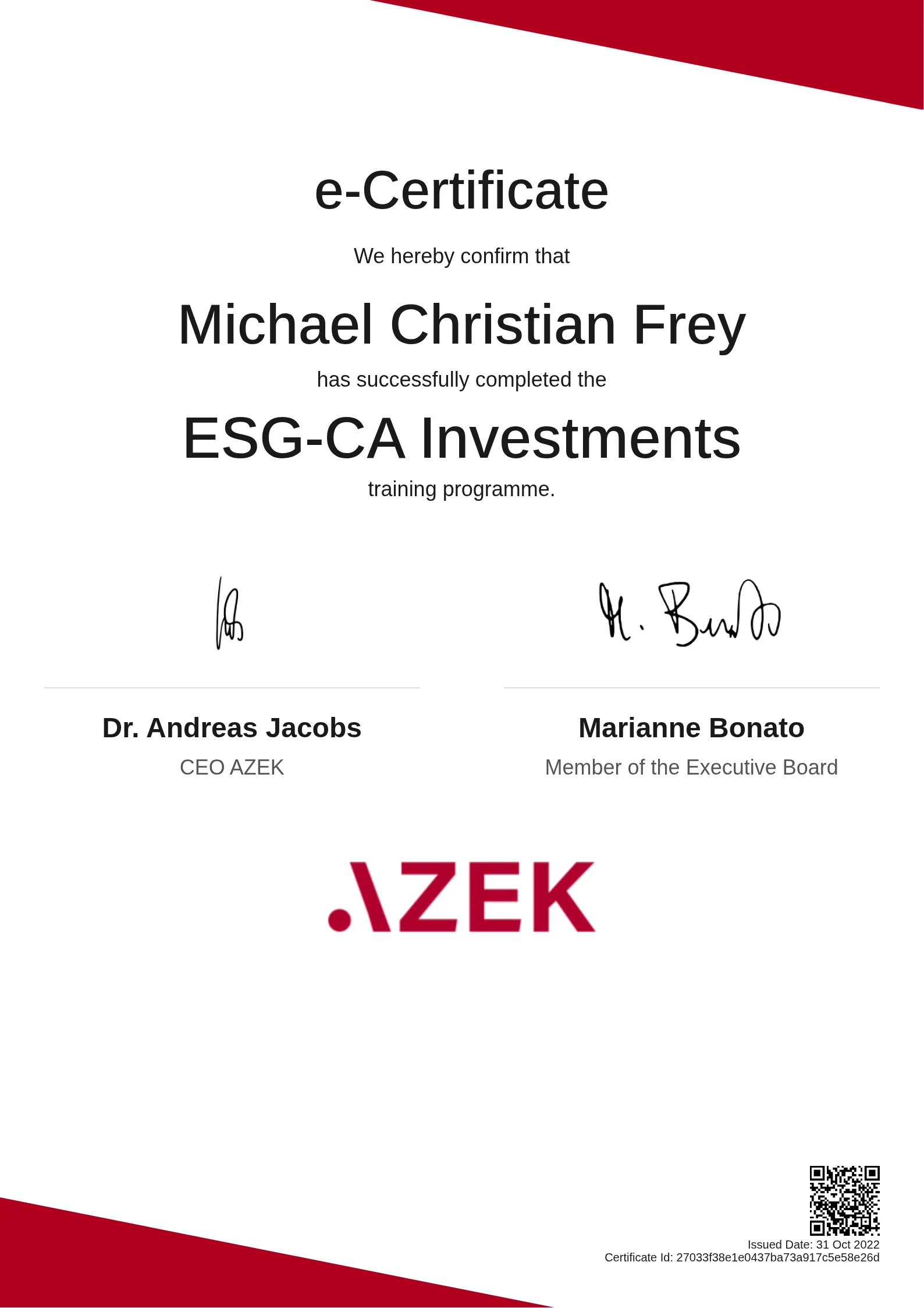  Michael Christian Frey | ESG-CA Investments