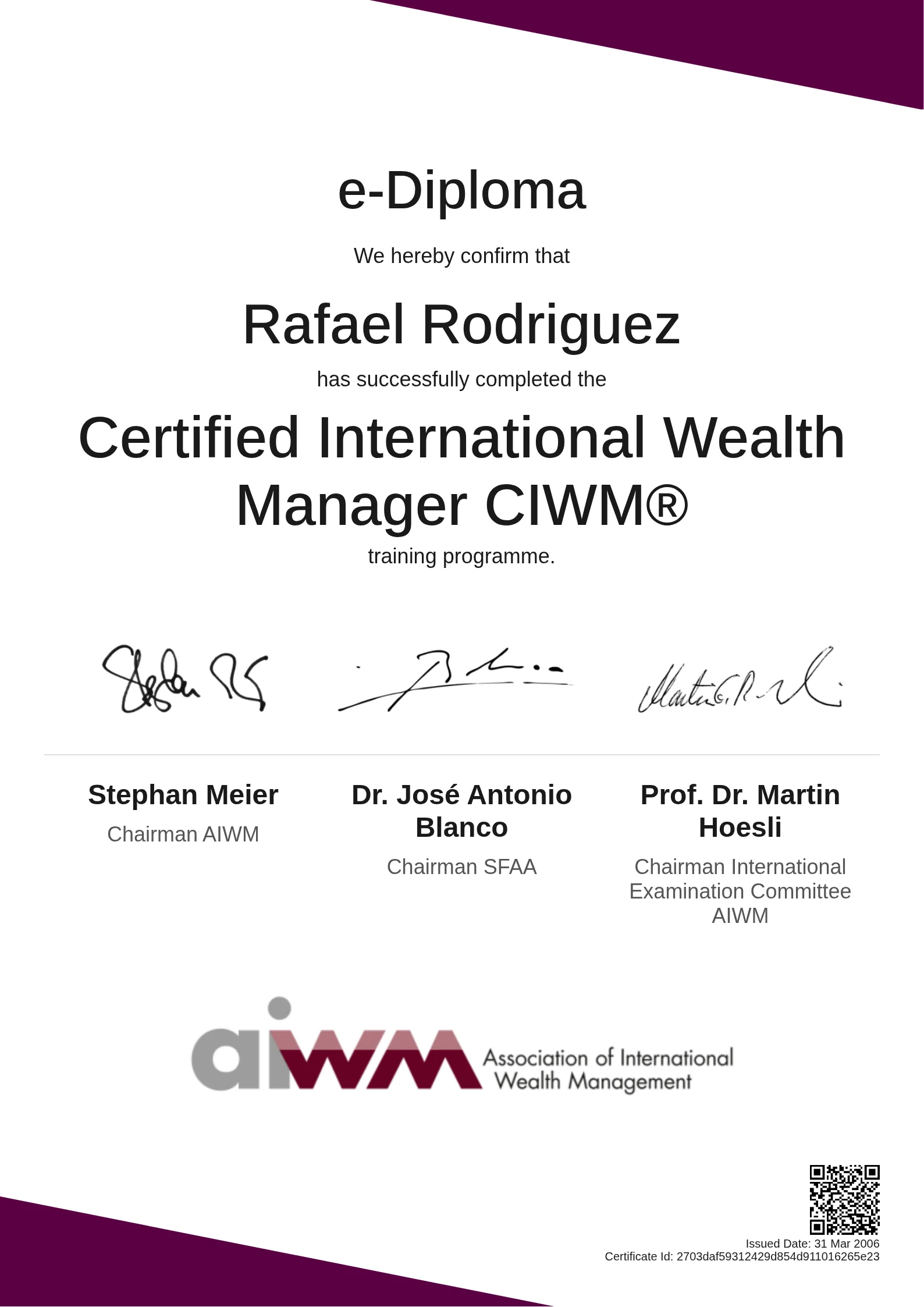  Rafael Rodriguez | Certified International Wealth Manager CIWM®