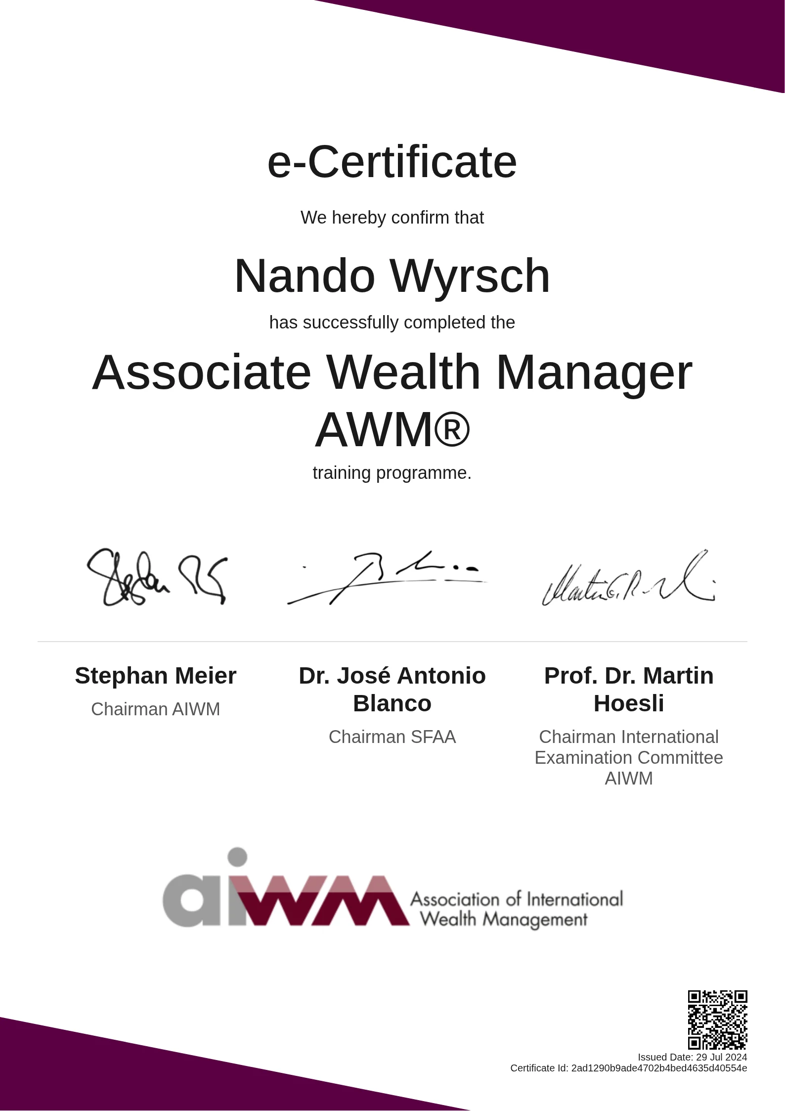  Nando Wyrsch | Associate Wealth Manager AWM®