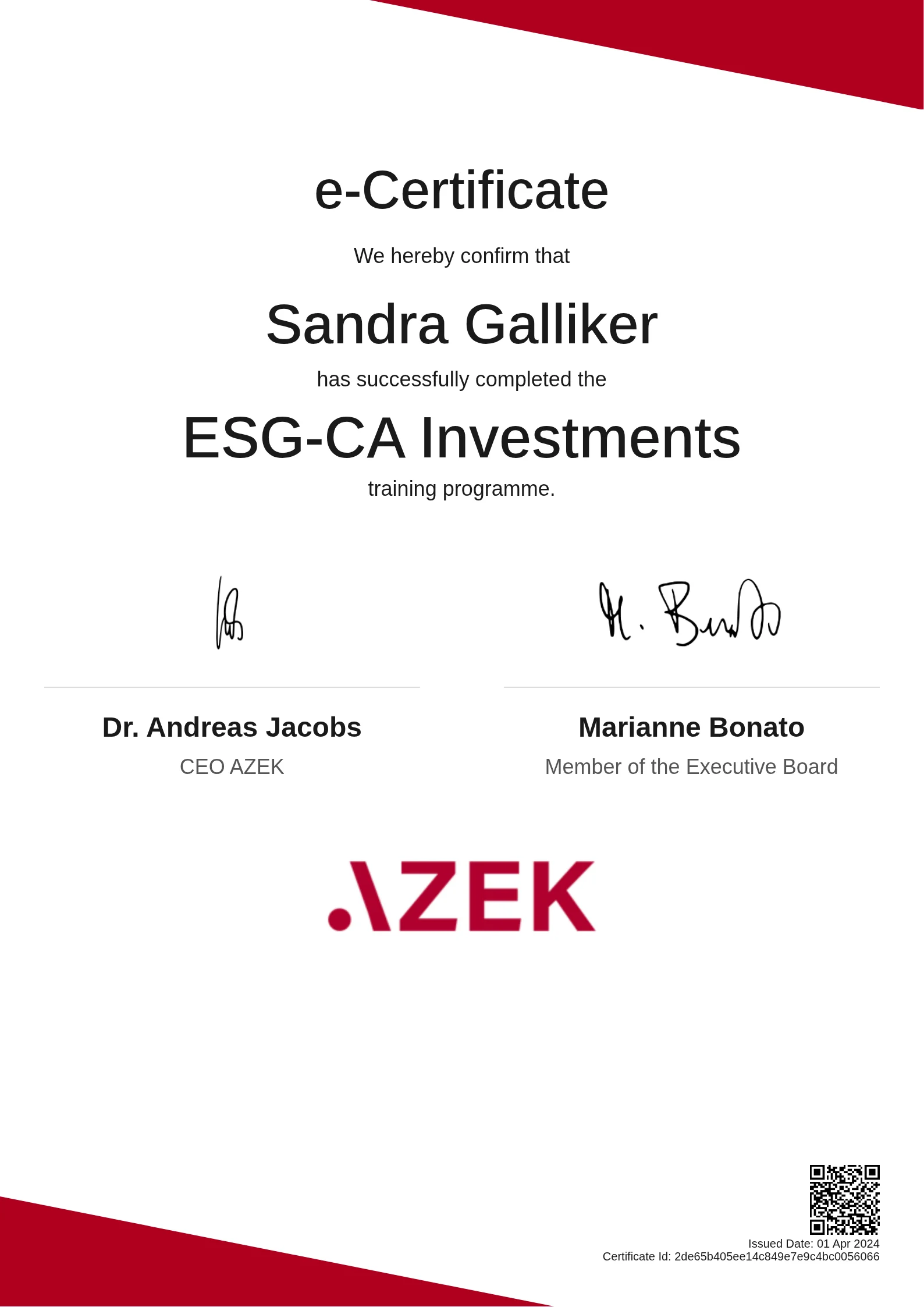 Sandra Galliker | ESG-CA Investments