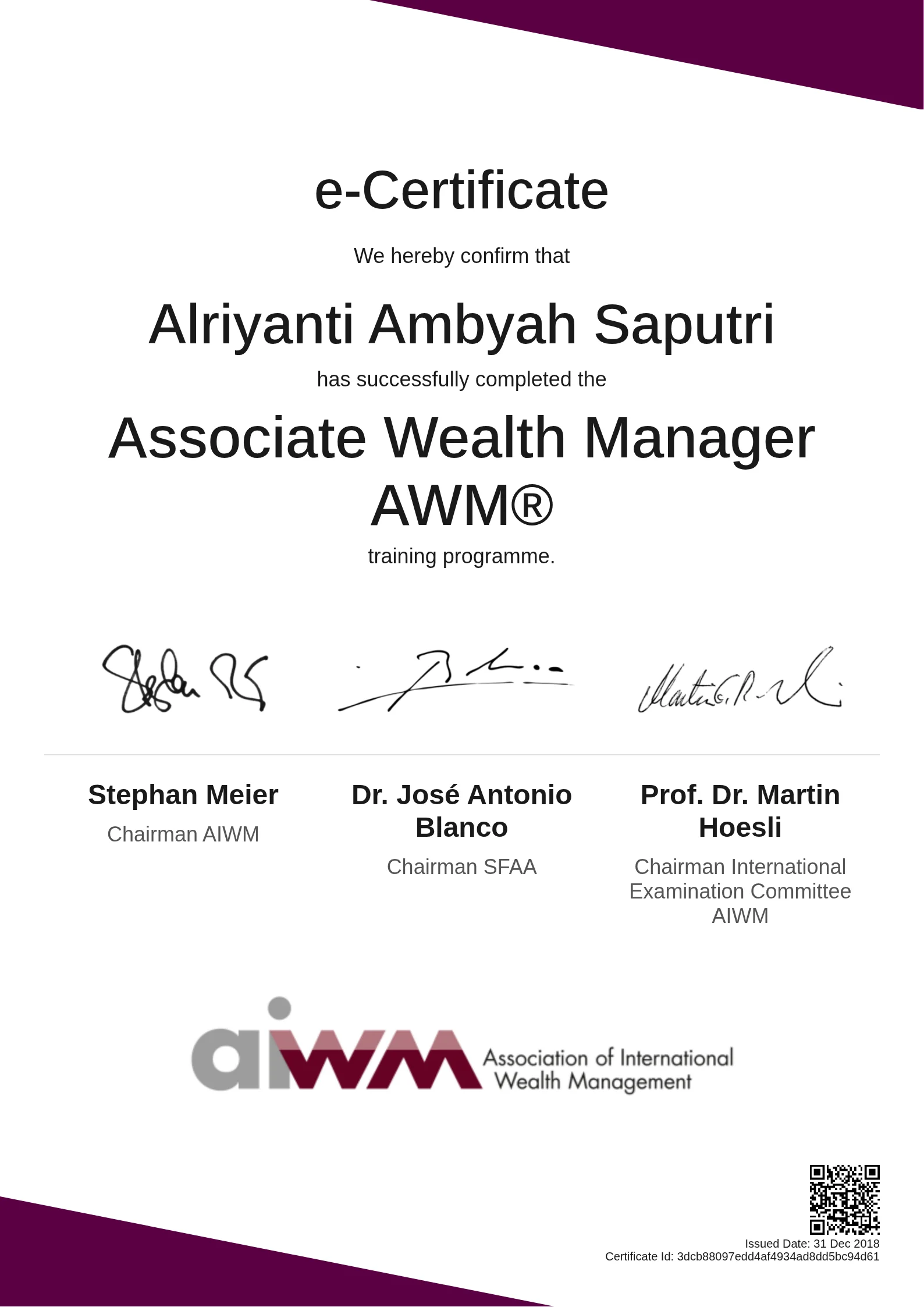  Alriyanti Ambyah Saputri | Associate Wealth Manager AWM®