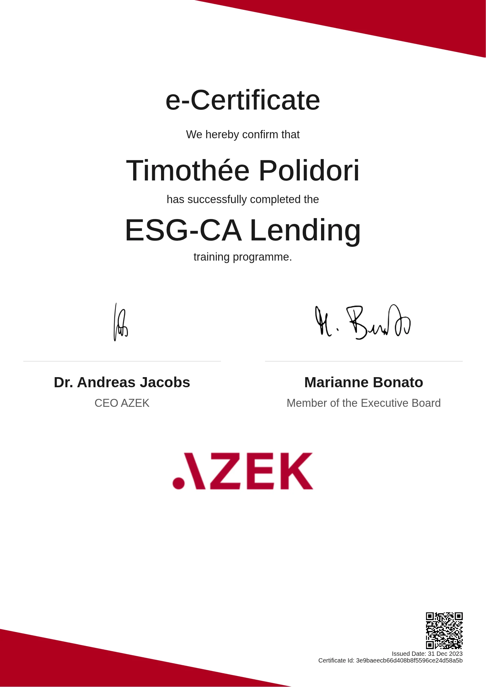  Timothée Polidori | ESG-CA Lending
