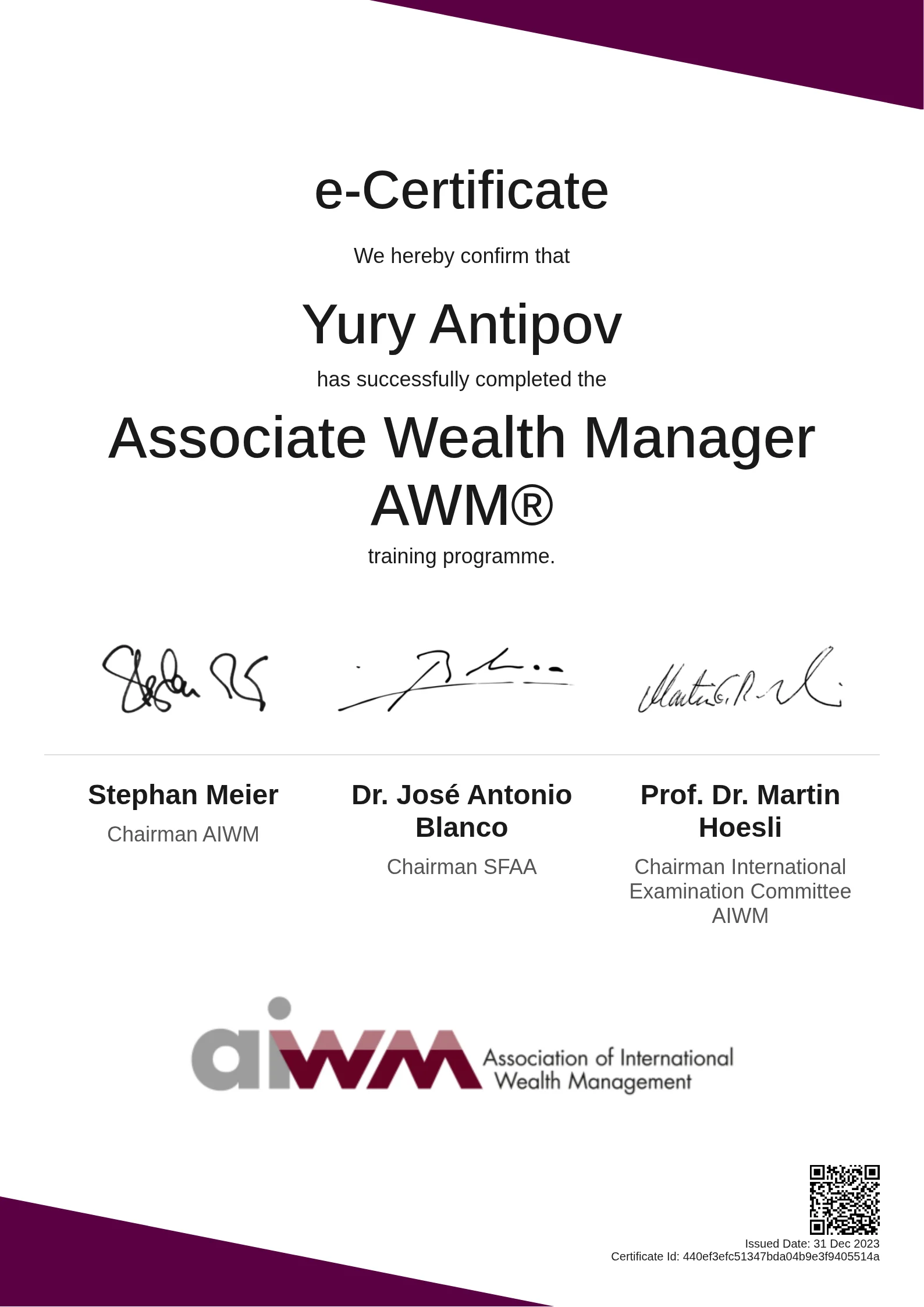  Yury Antipov | Associate Wealth Manager AWM®