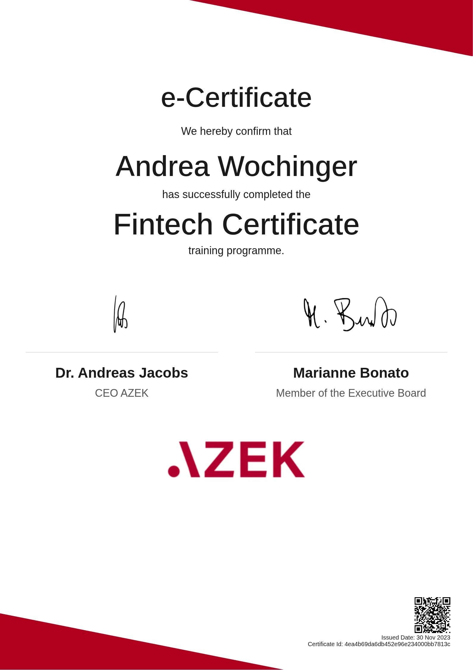 Andrea Wochinger | Fintech Certificate