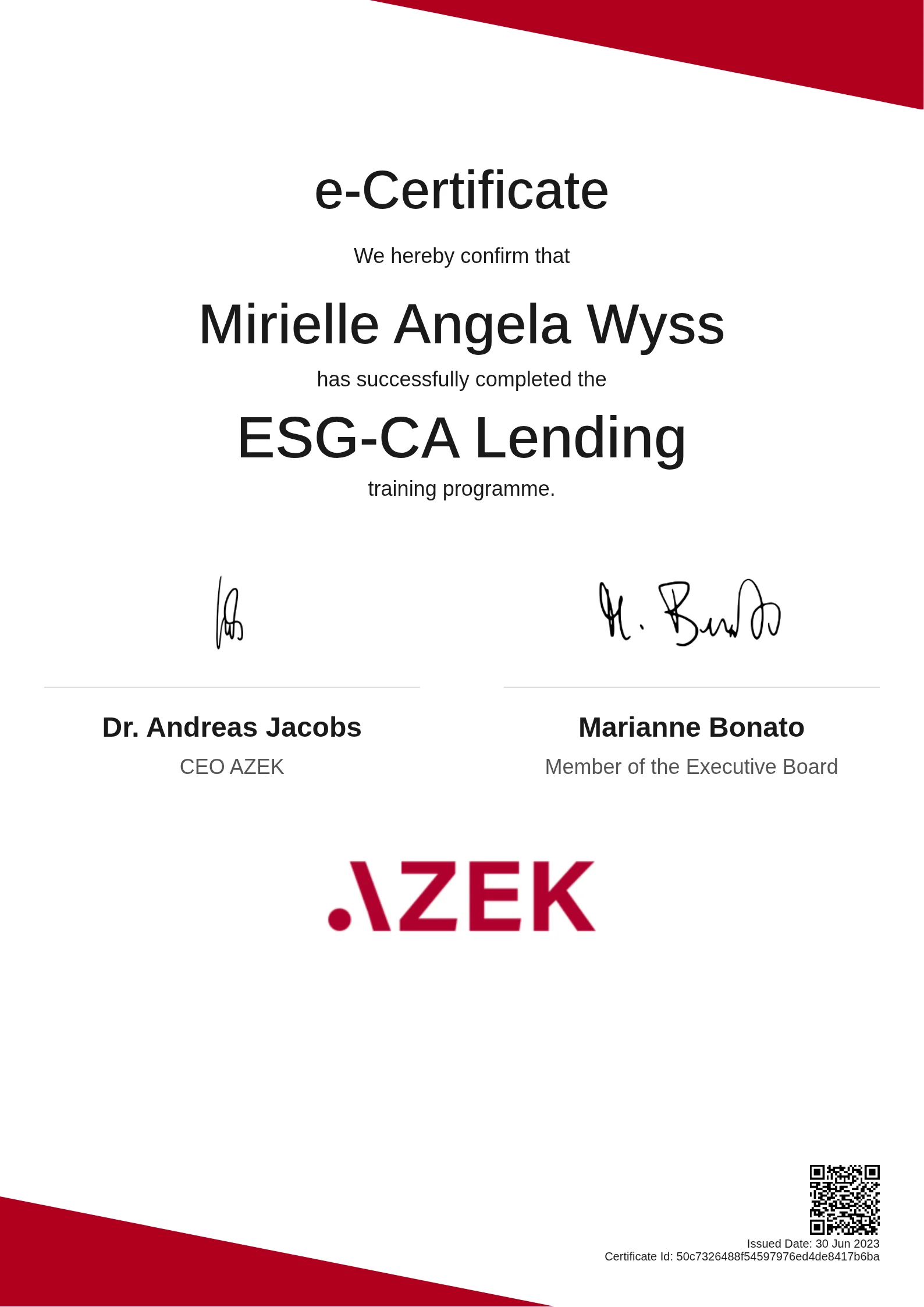  Mirielle Angela Wyss | ESG-CA Lending