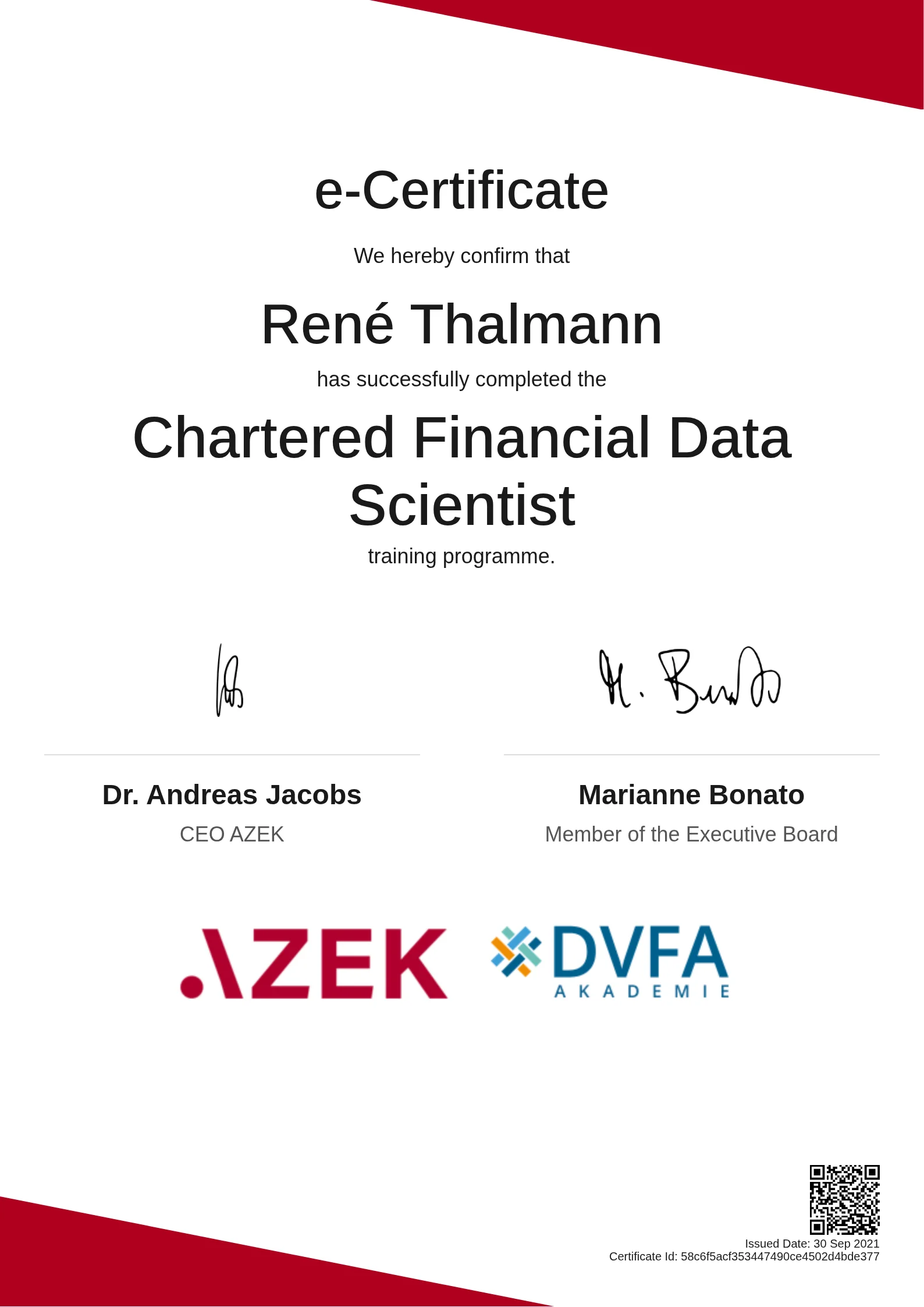  René Thalmann | Chartered Financial Data Scientist