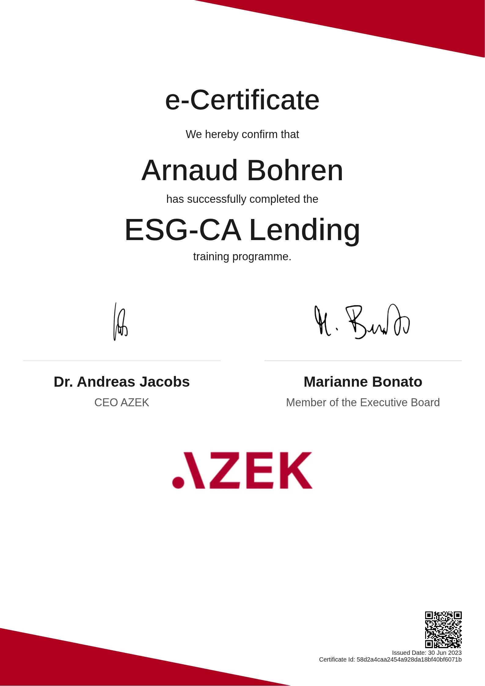  Arnaud Bohren | ESG-CA Lending