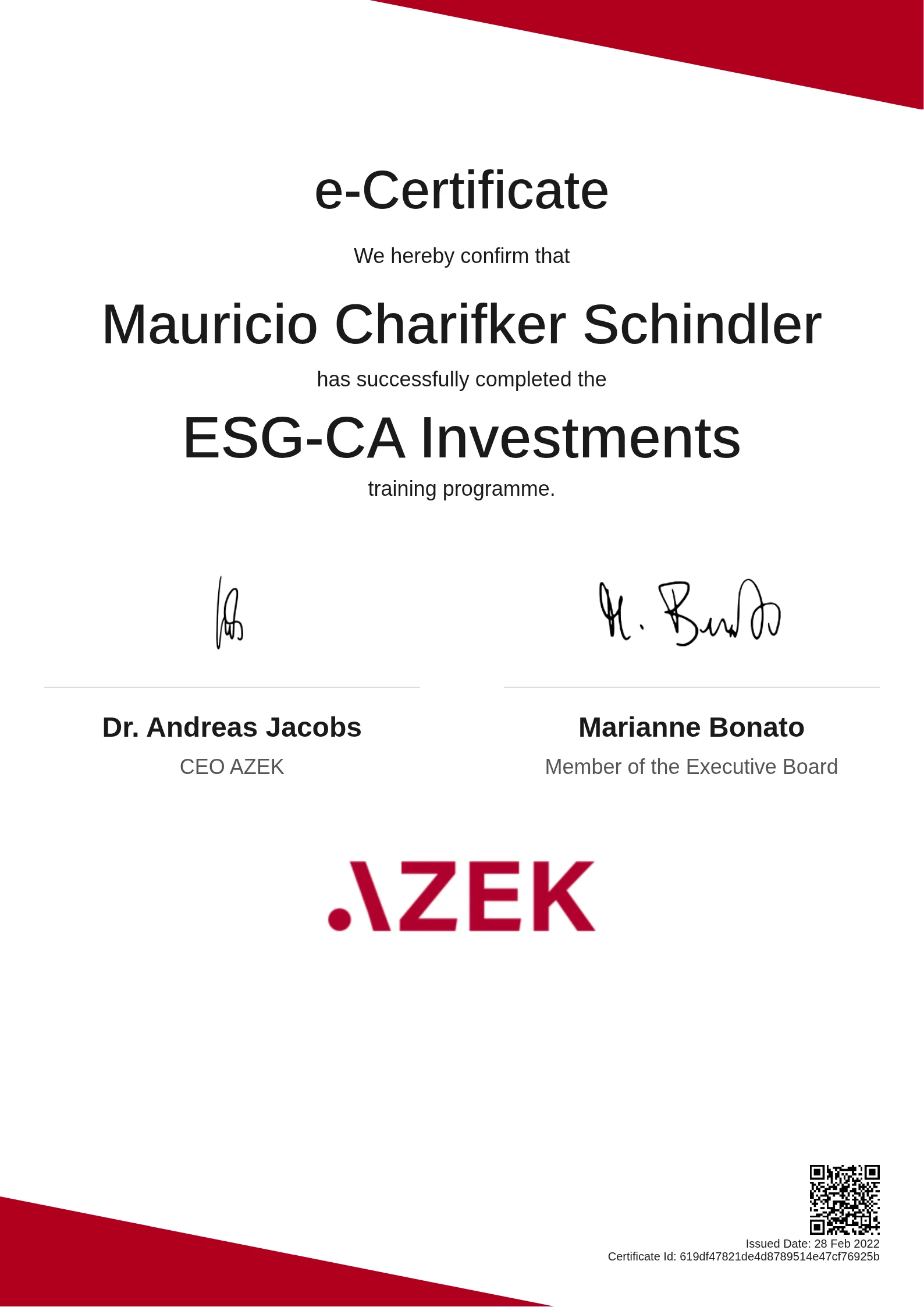  Mauricio Charifker Schindler | ESG-CA Investments
