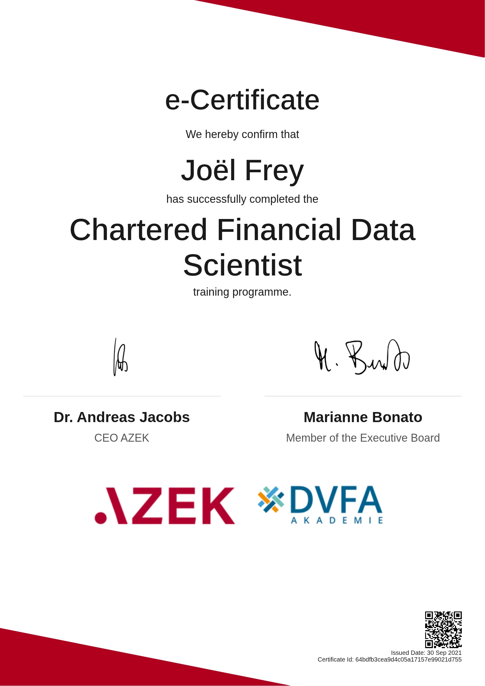  Joël Frey | Chartered Financial Data Scientist