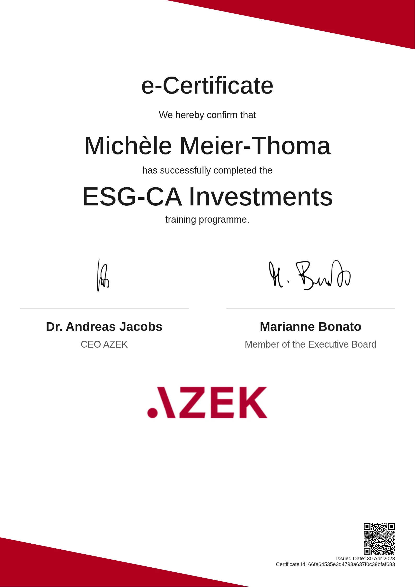  Michèle Meier-Thoma | ESG-CA Investments