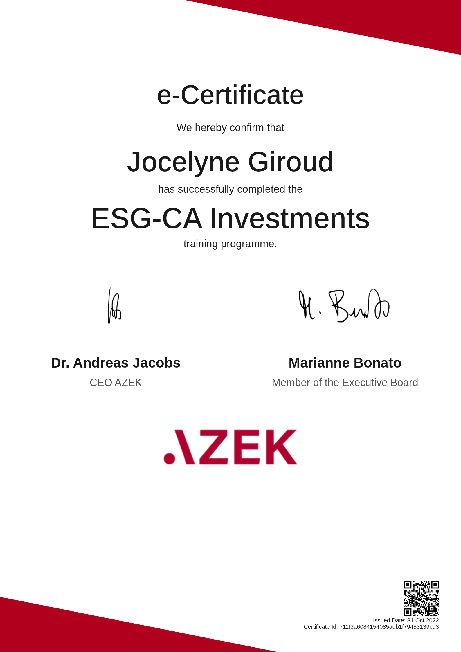  Jocelyne Giroud | ESG-CA Investments