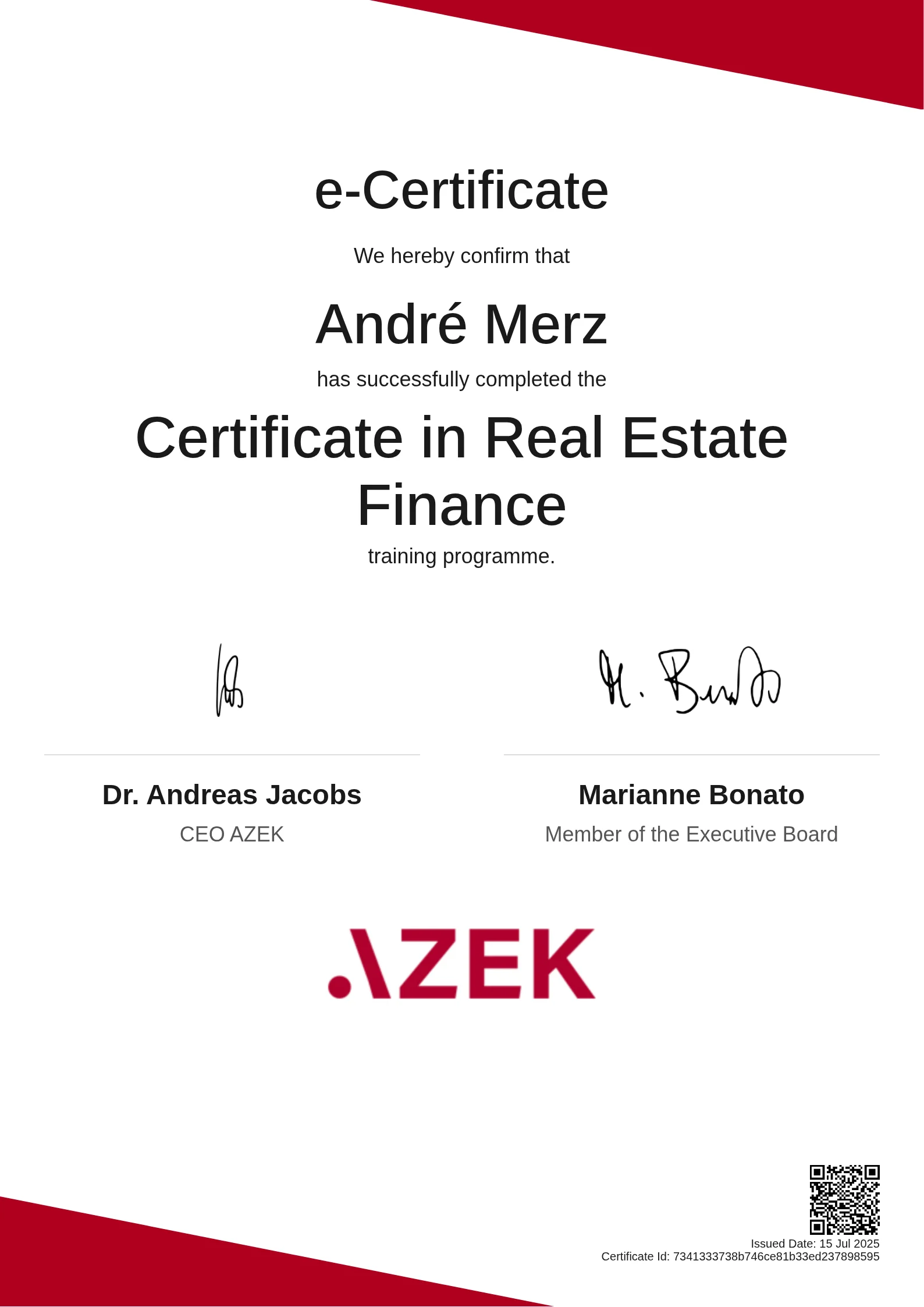  André Merz | Certificate in Real Estate Finance