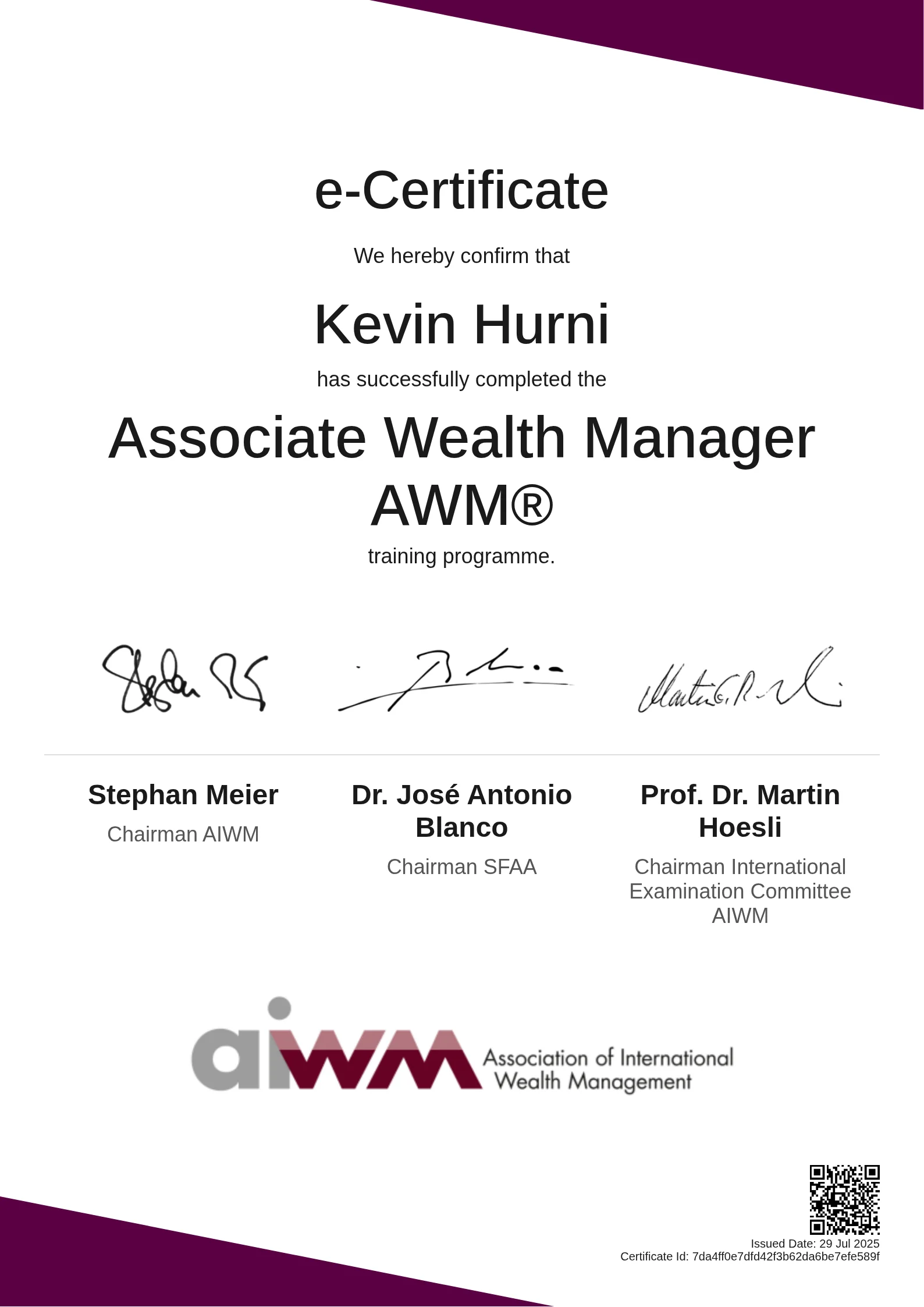  Kevin Hurni | Associate Wealth Manager AWM®