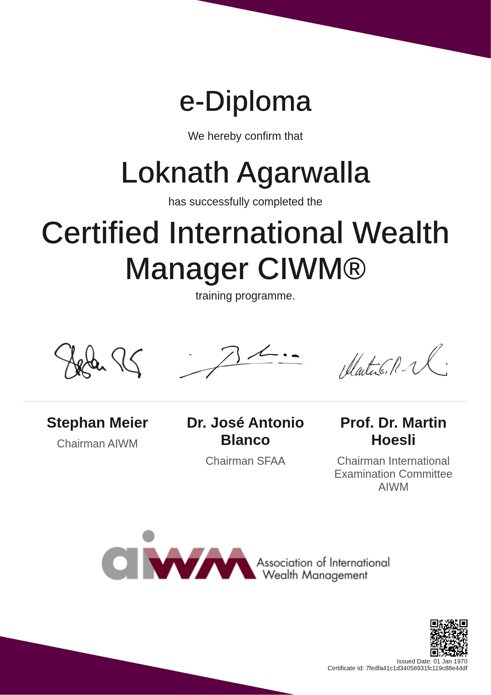 Loknath Agarwalla | Certified International Wealth Manager CIWM®