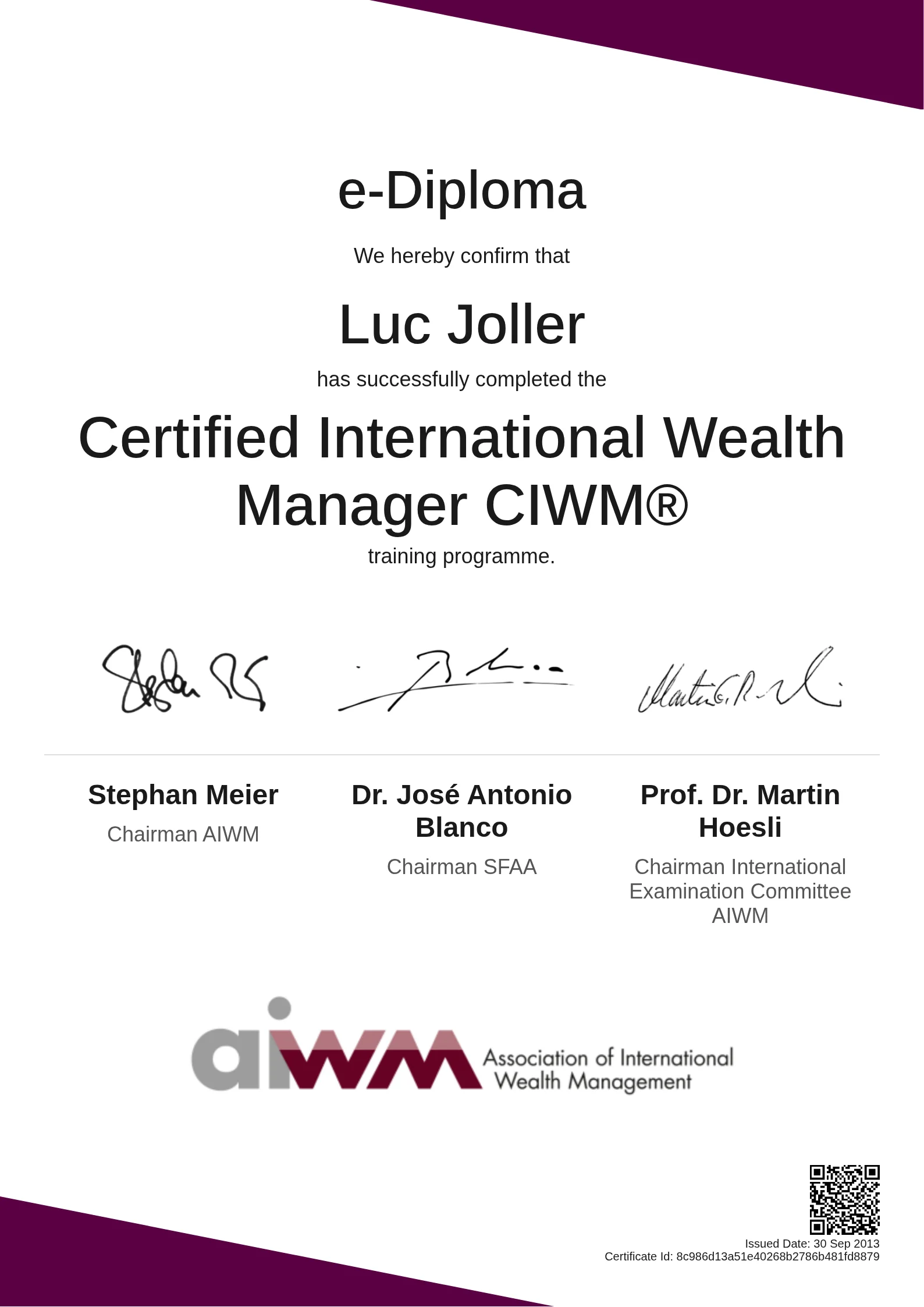  Luc Joller | Certified International Wealth Manager CIWM®