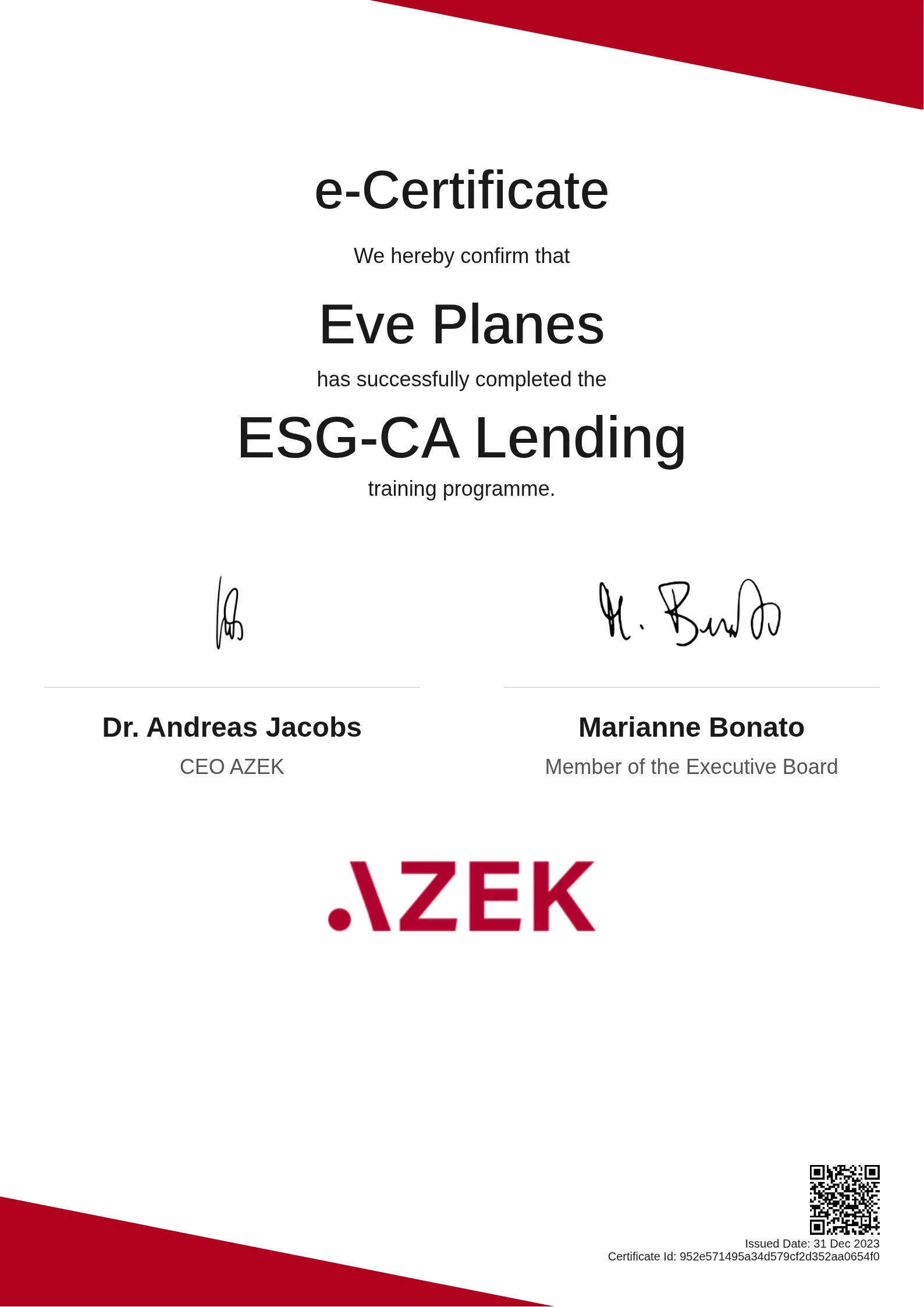  Eve Planes | ESG-CA Lending