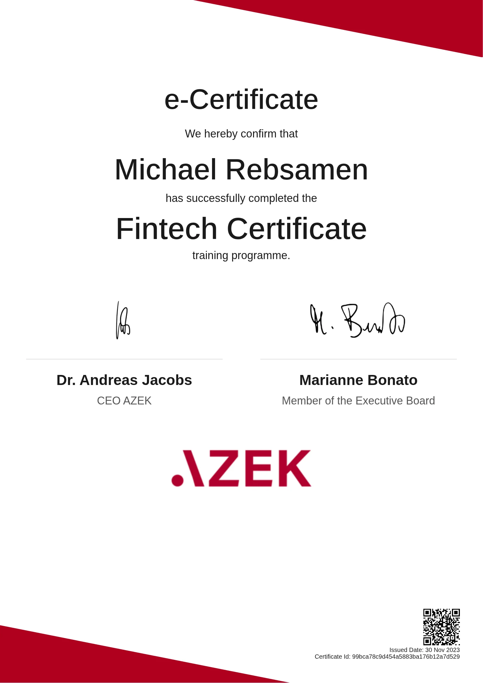 Michael Rebsamen | Fintech Certificate