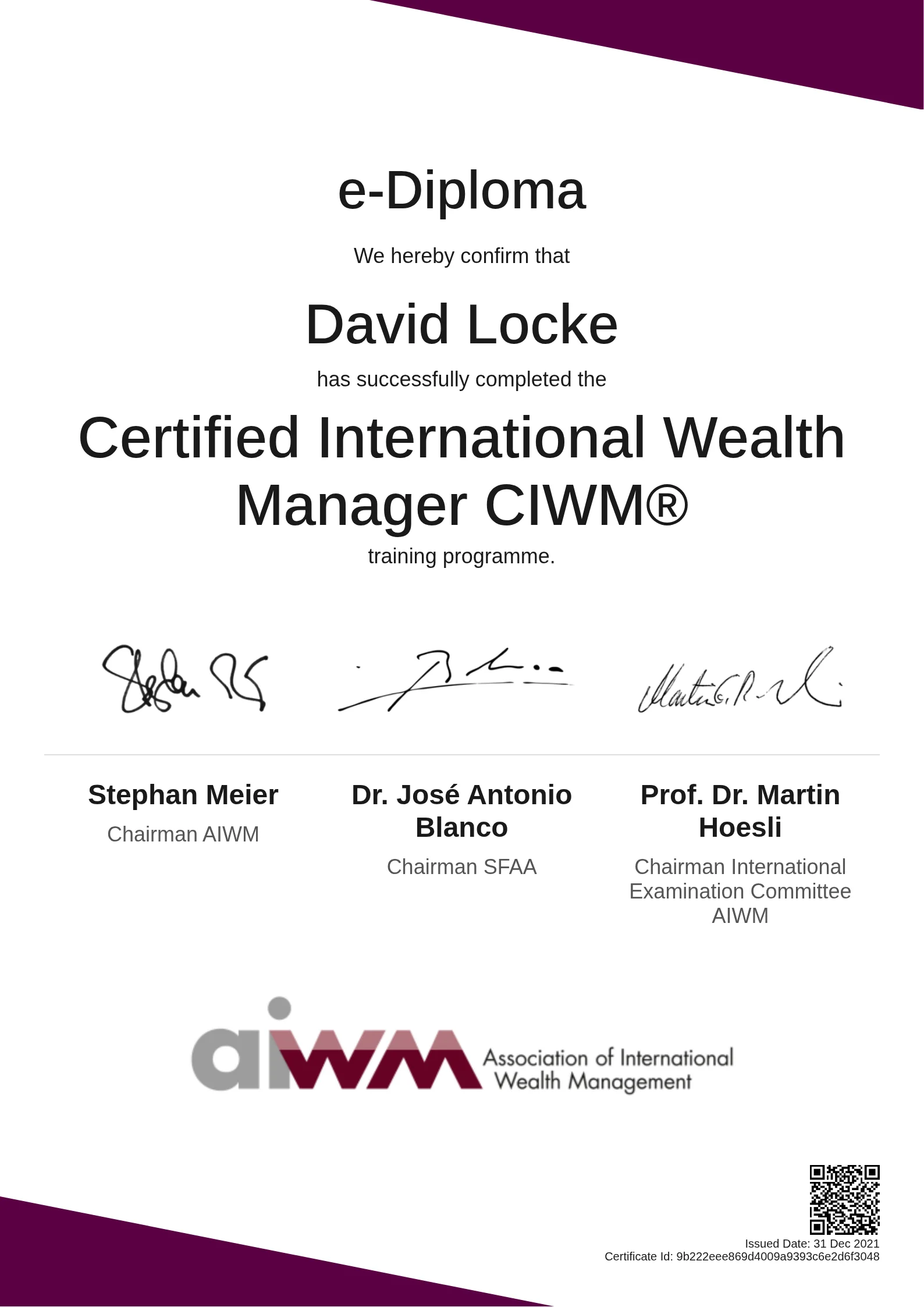 David Locke | Certified International Wealth Manager CIWM®