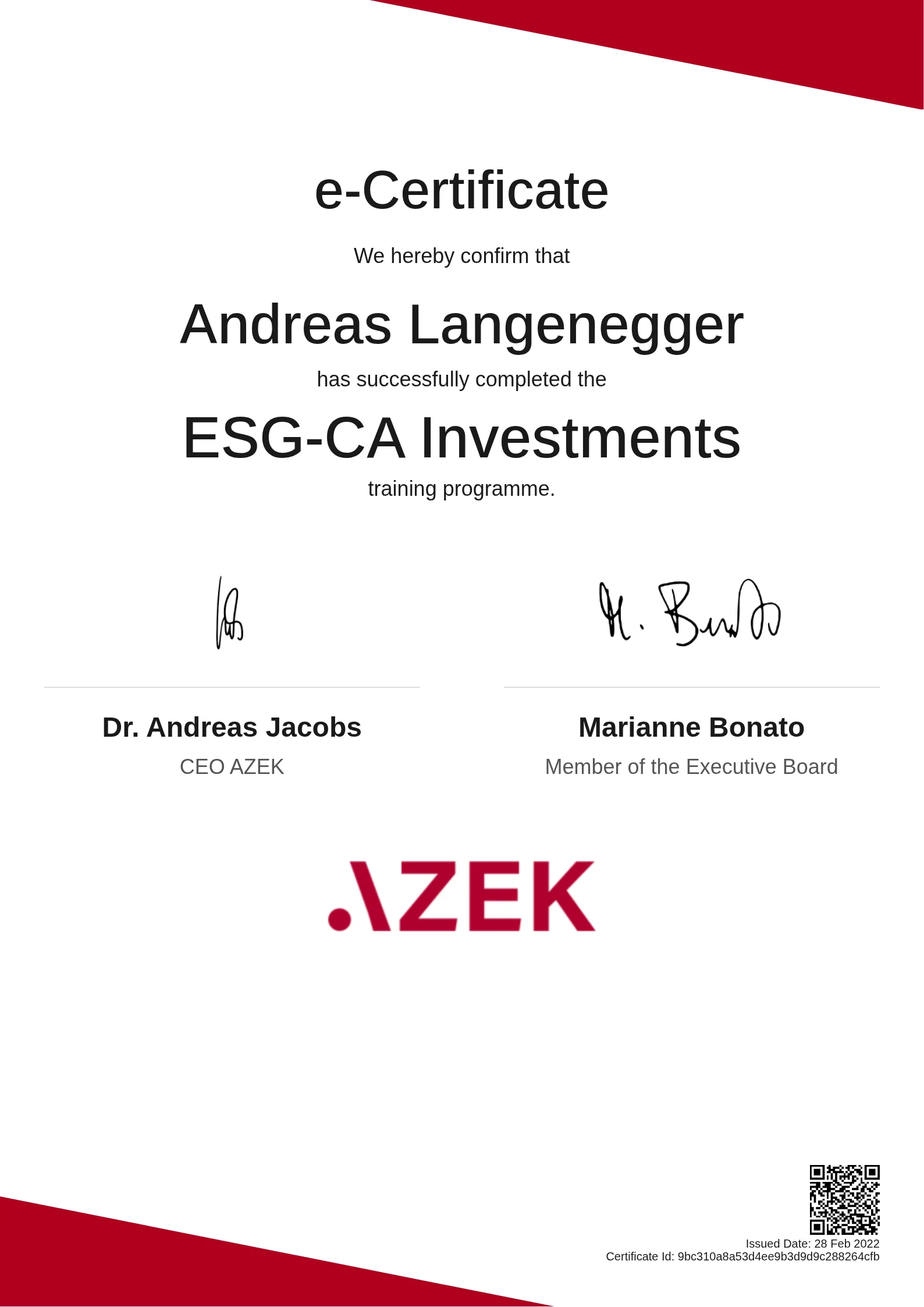  Andreas Langenegger | ESG-CA Investments