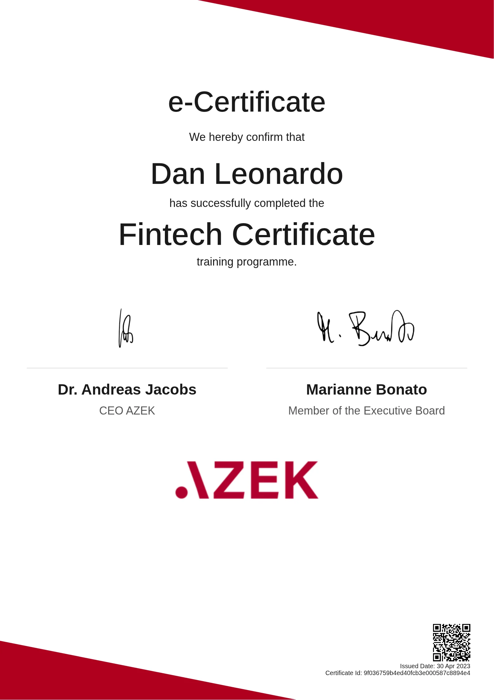 Dan Leonardo | Fintech Certificate