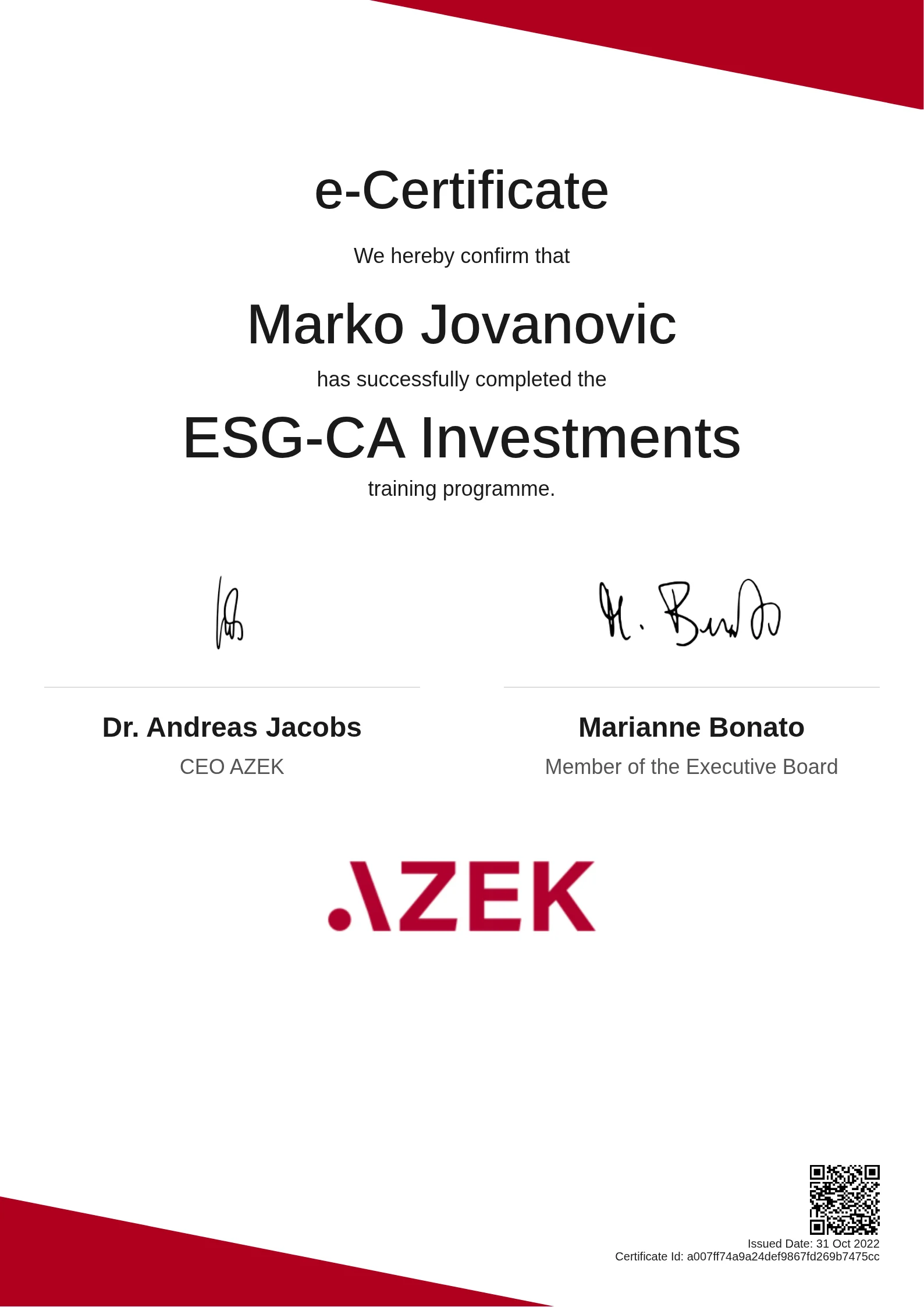  Marko Jovanovic | ESG-CA Investments