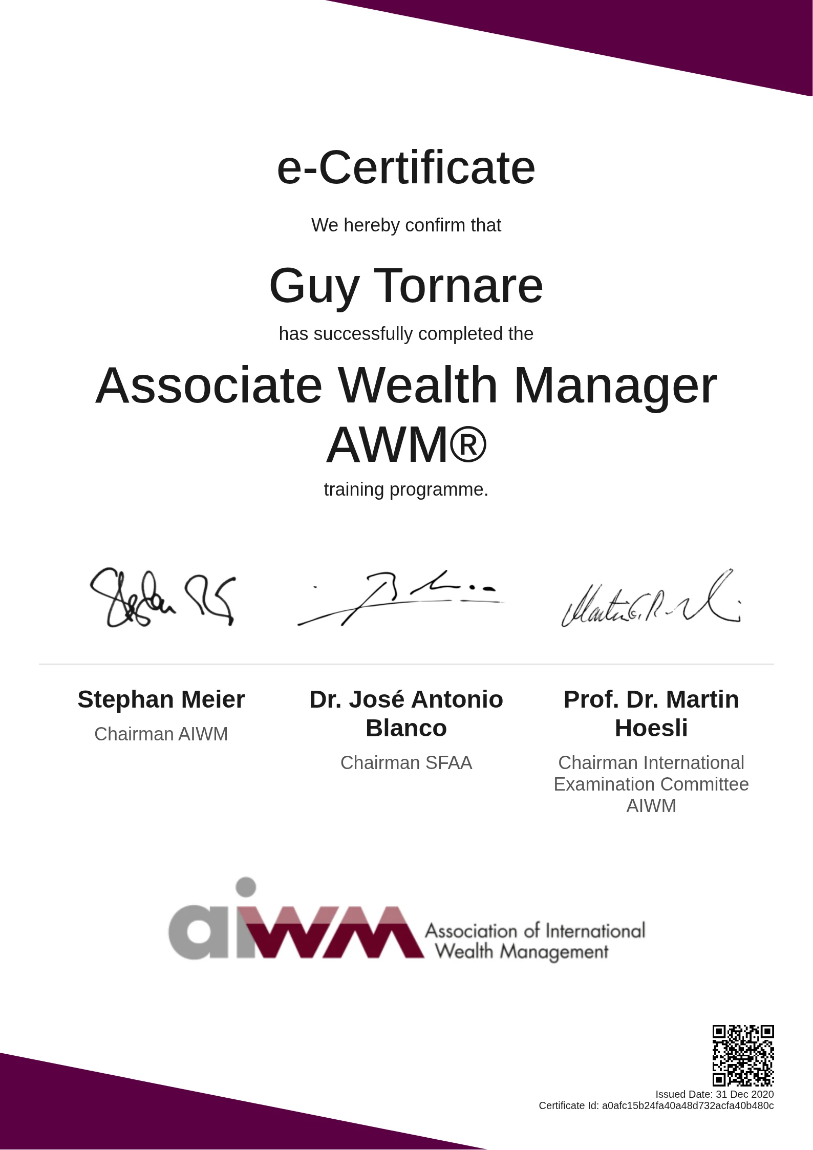  Guy Tornare | Associate Wealth Manager AWM®