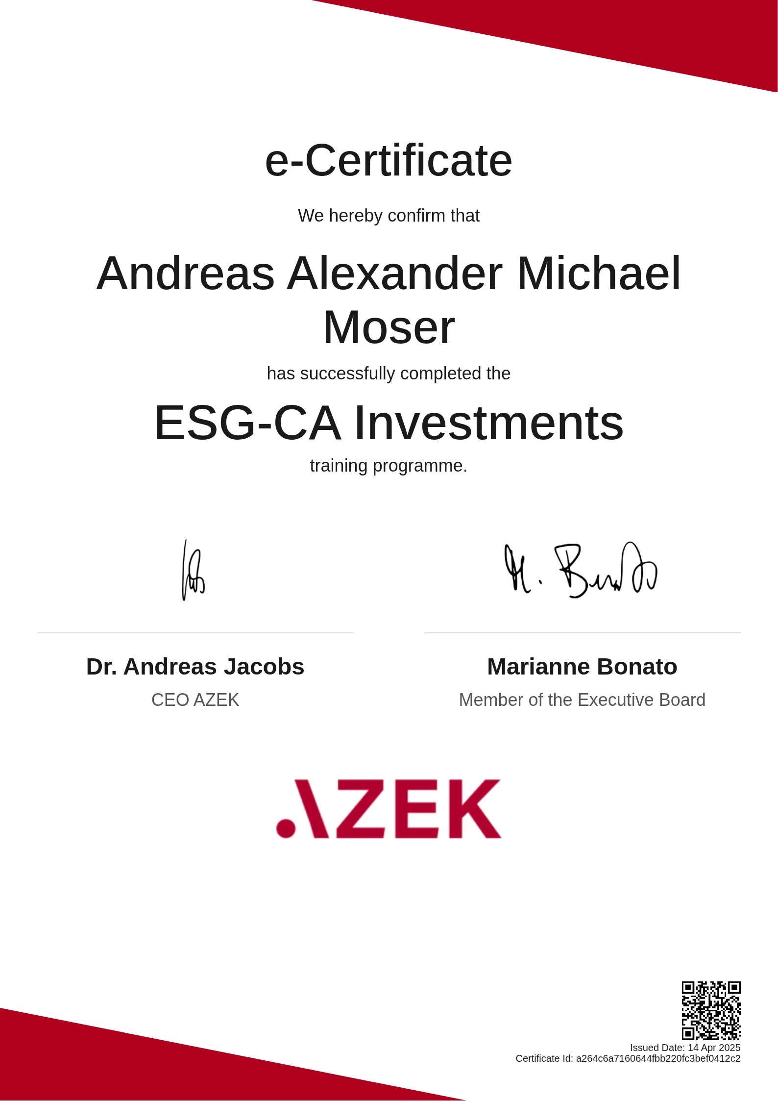  Andreas Alexander Michael Moser | ESG-CA Investments