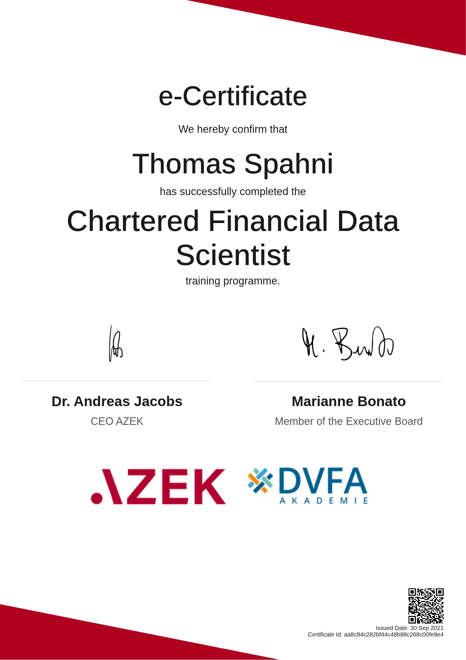  Thomas Spahni | Chartered Financial Data Scientist