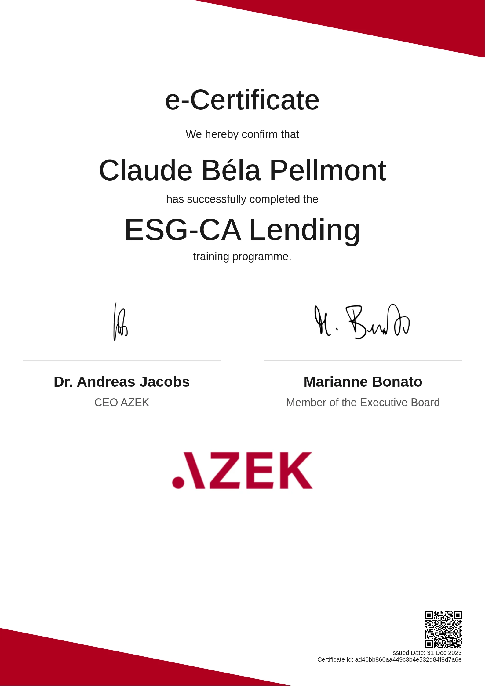  Claude Béla Pellmont | ESG-CA Lending