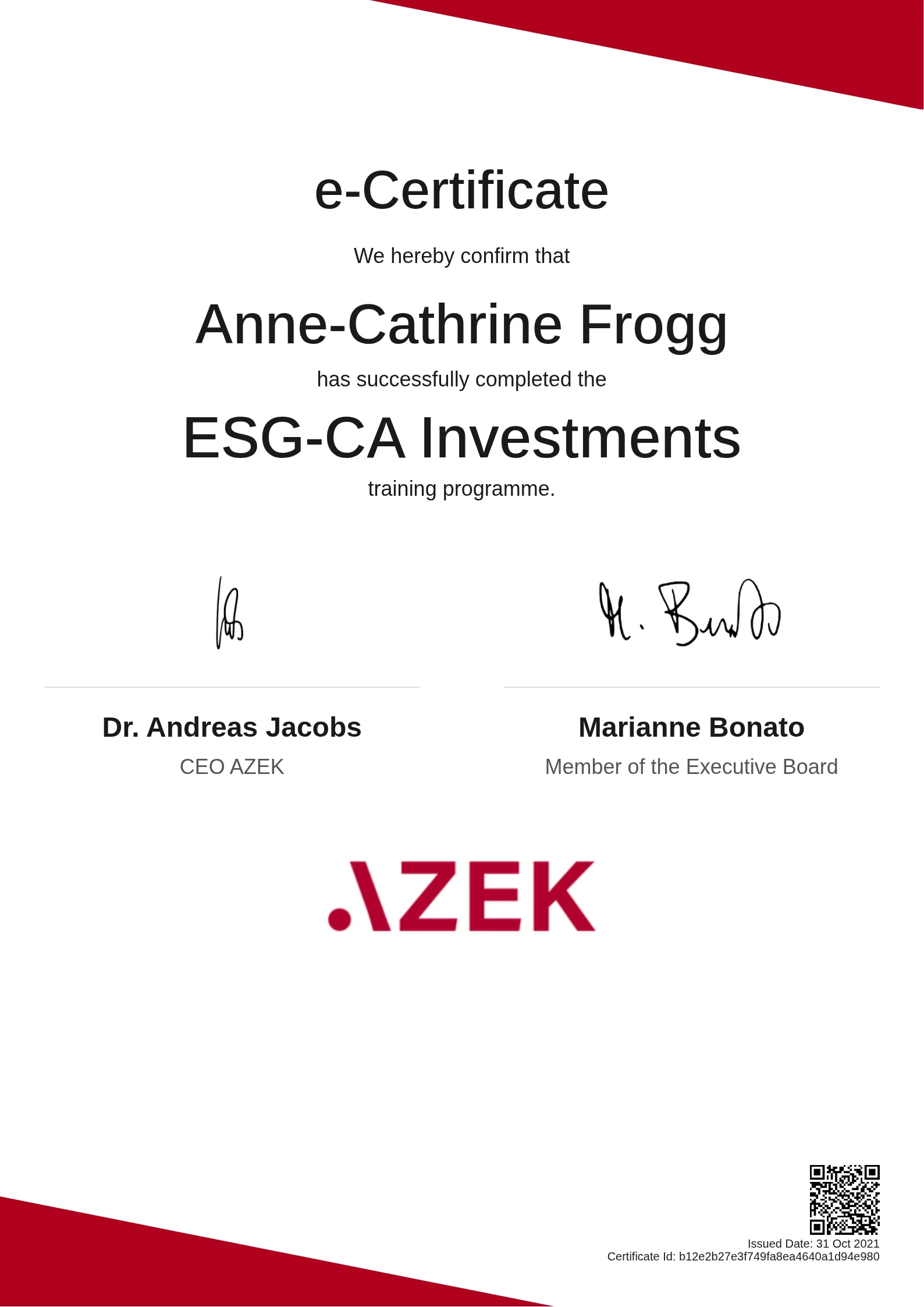  Anne-Cathrine Frogg | ESG-CA Investments