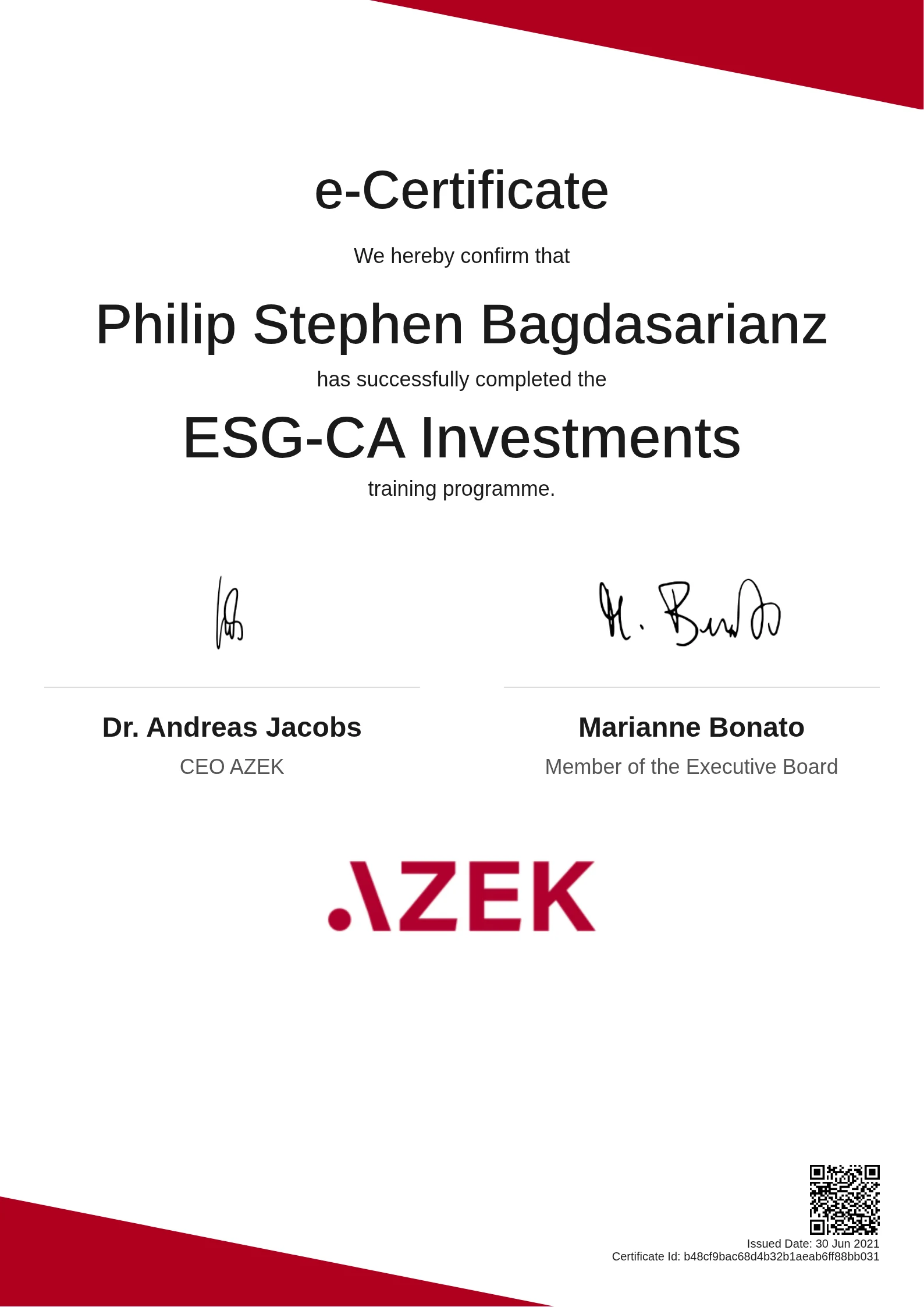  Philip Stephen Bagdasarianz | ESG-CA Investments