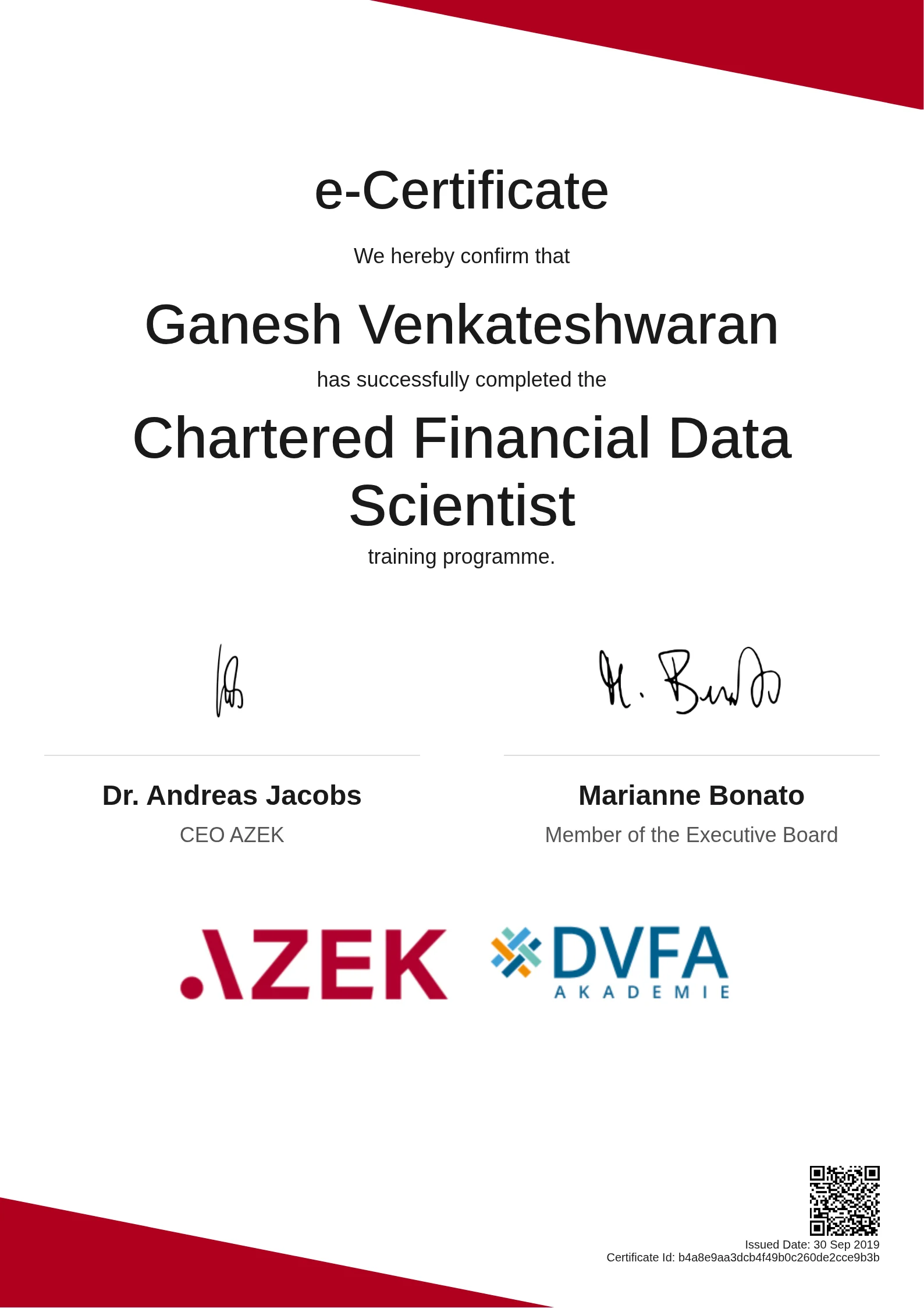  Ganesh Venkateshwaran | Chartered Financial Data Scientist