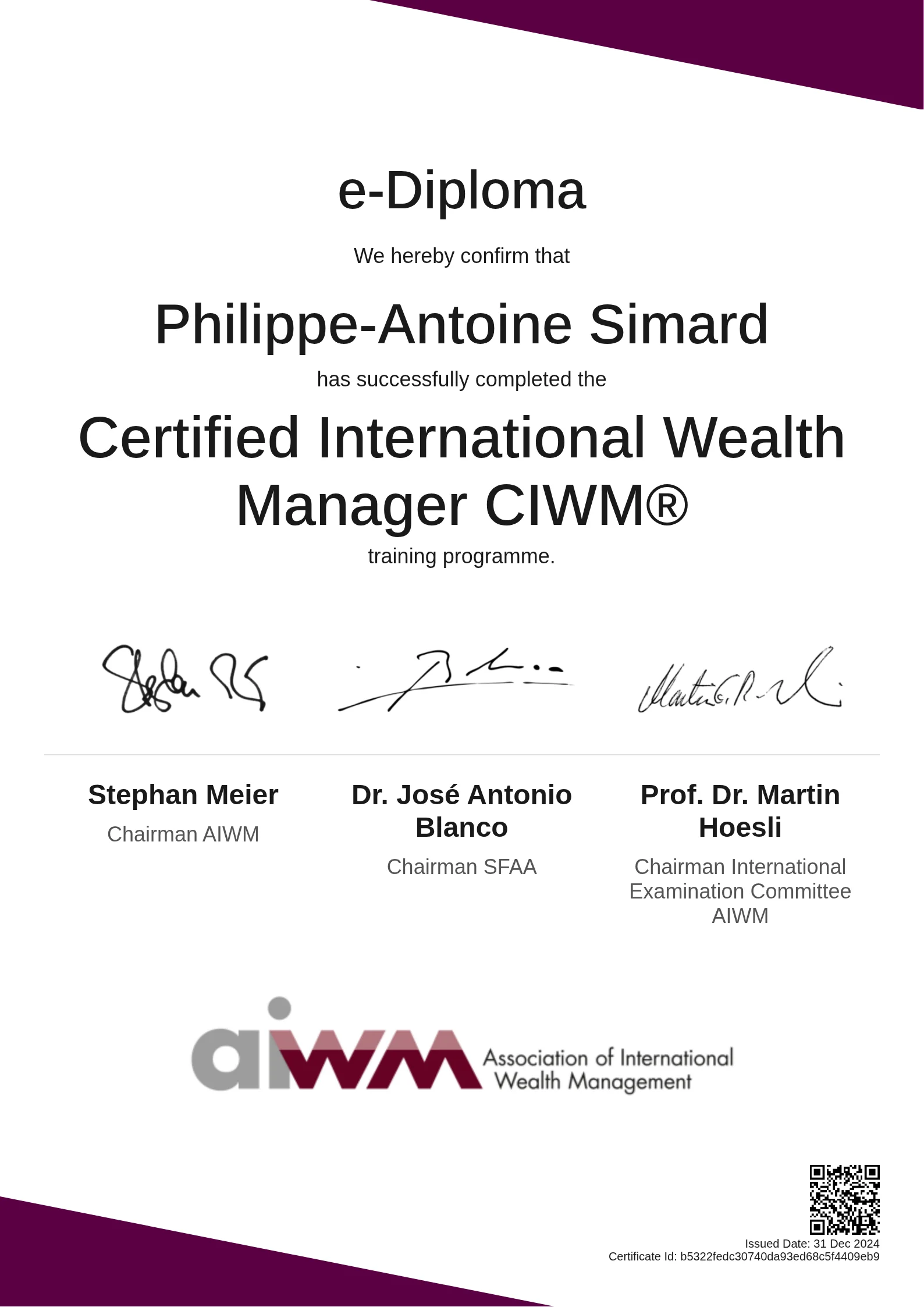  Philippe-Antoine Simard | Certified International Wealth Manager CIWM®