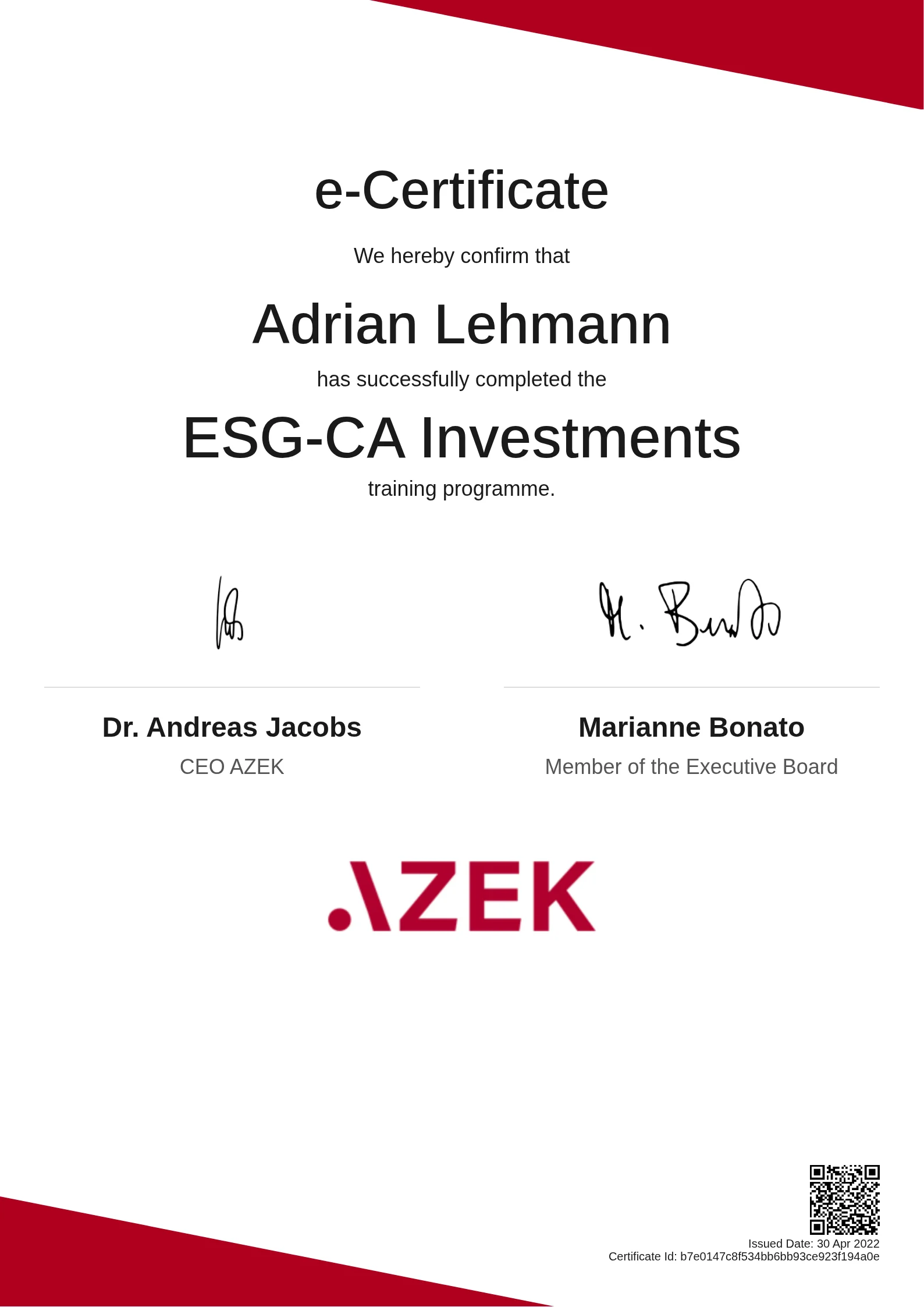  Adrian Lehmann | ESG-CA Investments