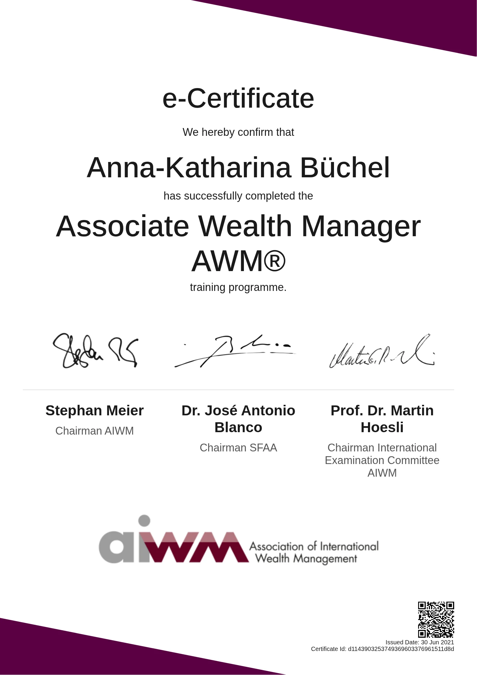  Anna-Katharina Büchel | Associate Wealth Manager AWM®