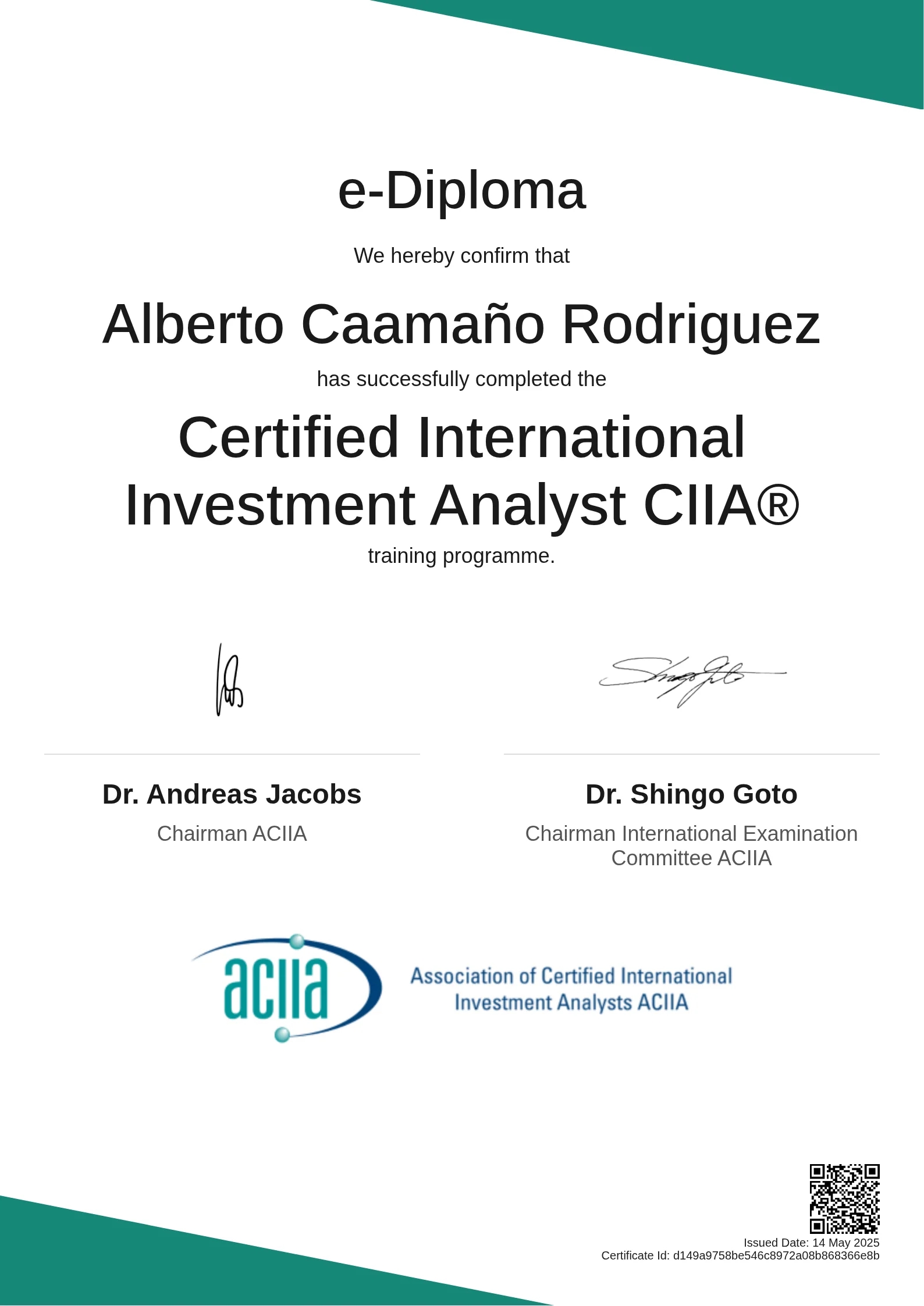  Alberto Caamaño Rodriguez | Certified International Investment Analyst CIIA®