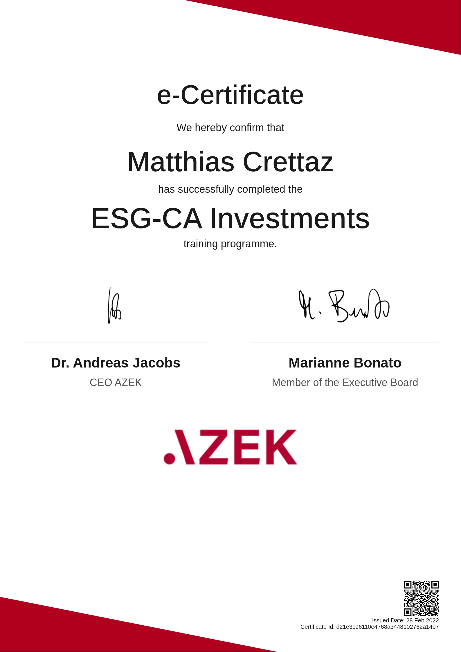  Matthias Crettaz | ESG-CA Investments