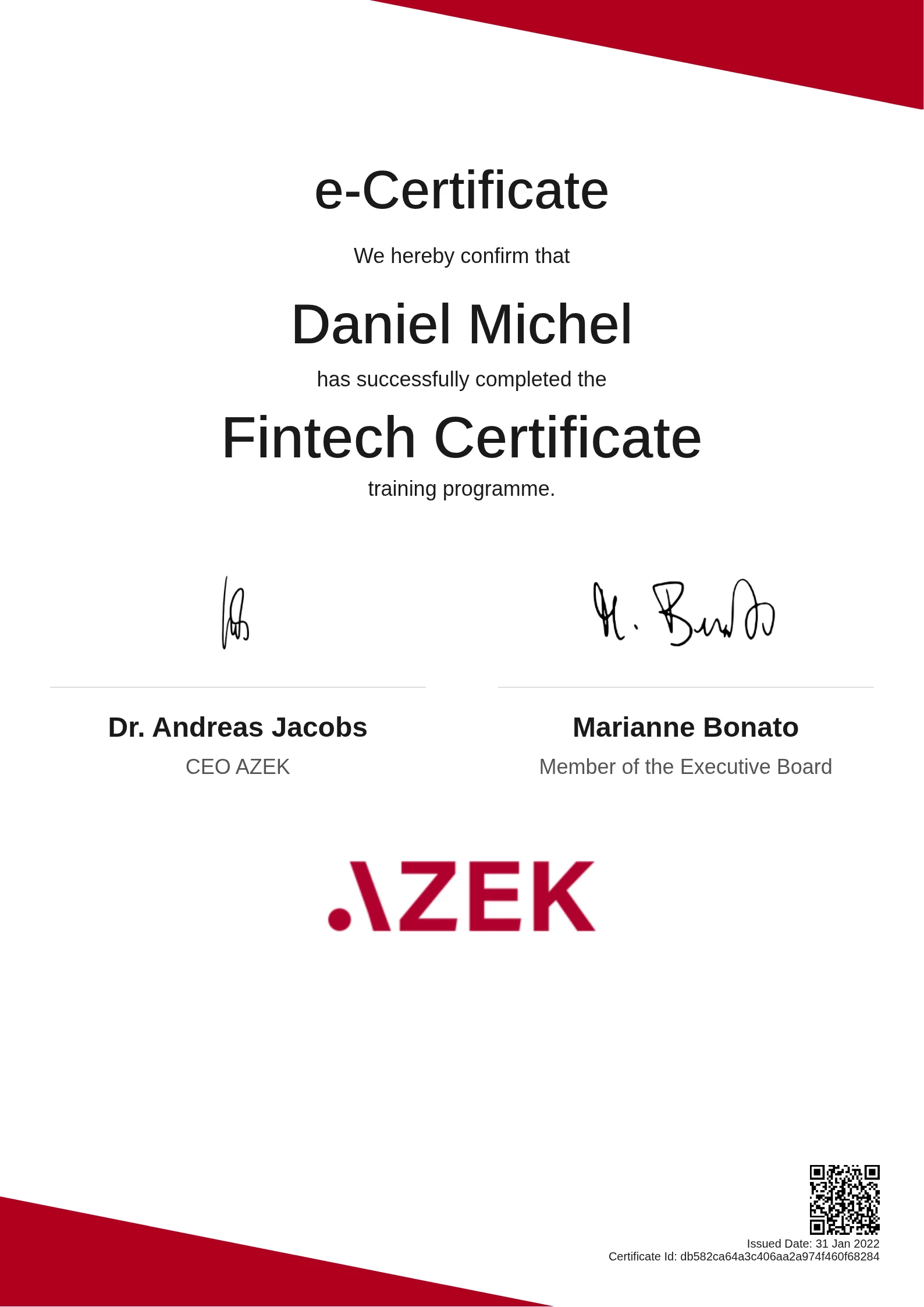 Daniel Michel | Fintech Certificate