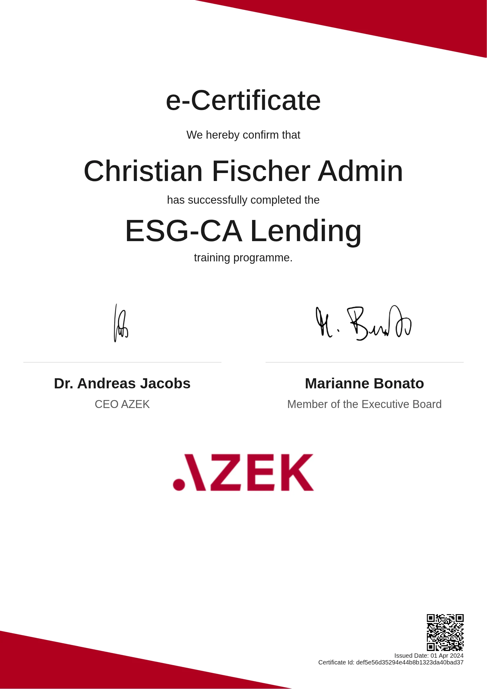  Christian Fischer Admin | ESG-CA Lending